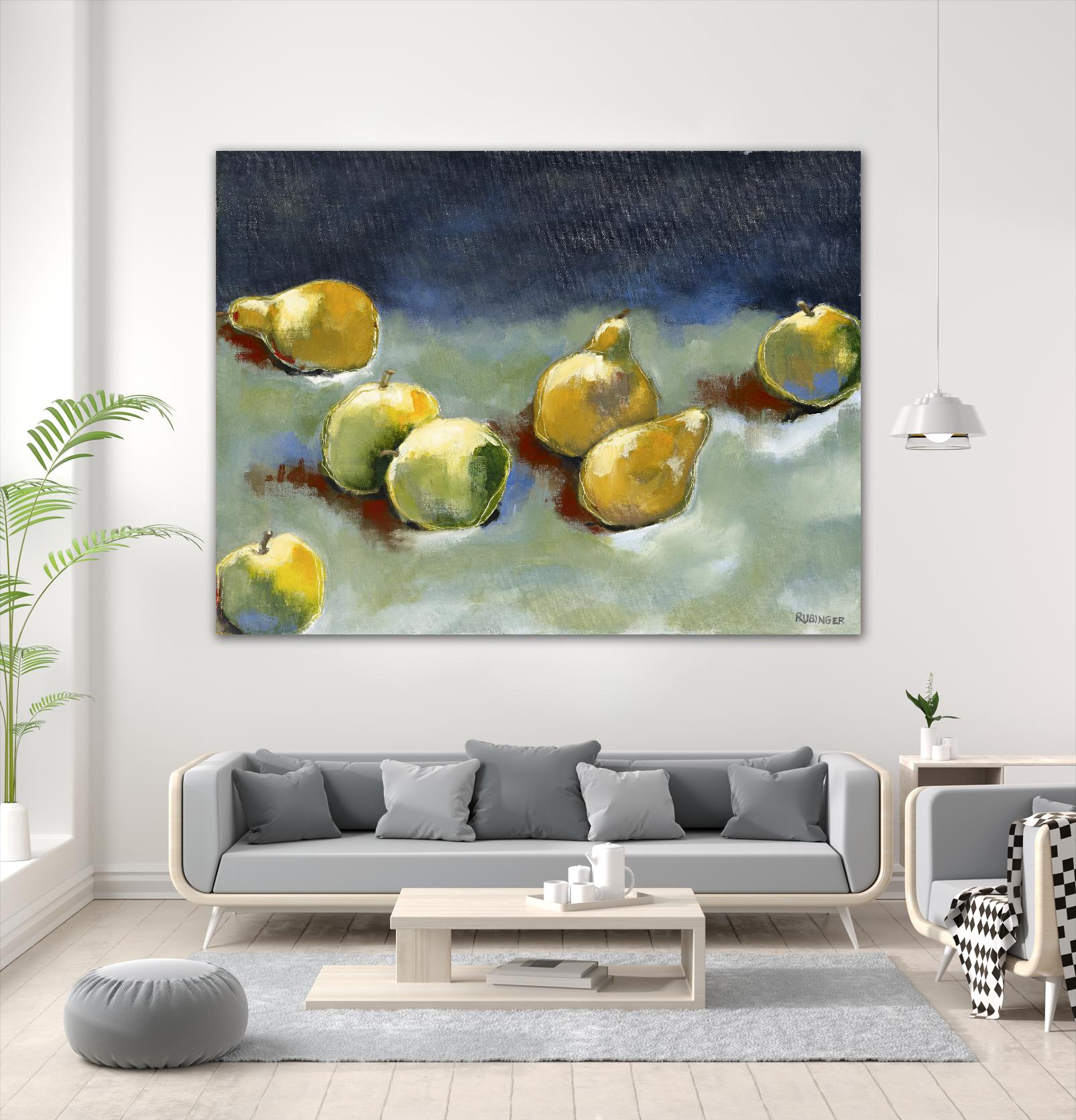 Sun-Kissed Fruit by Bram Rubinger on GIANT ART - green still life apple