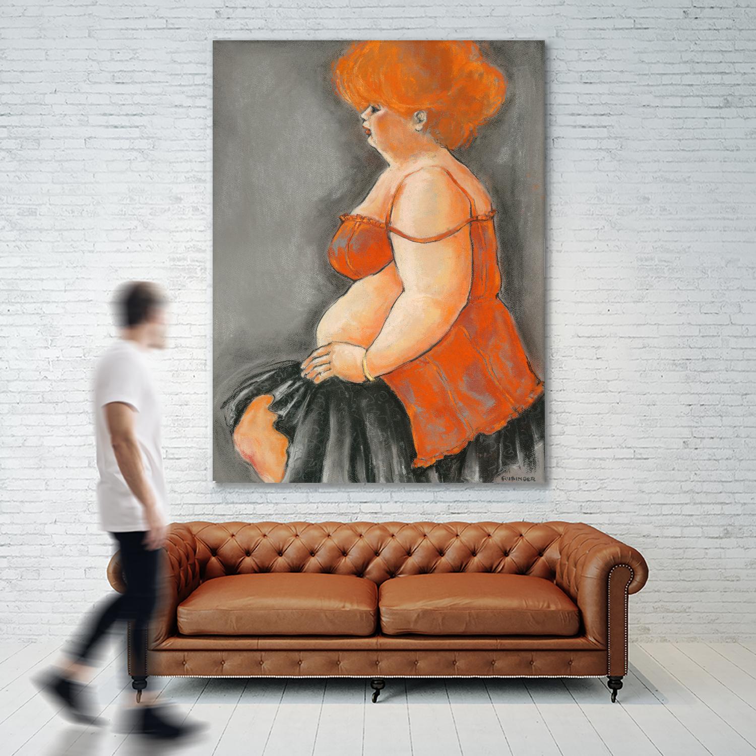 Hommage a la Goulue 3 by Bram Rubinger on GIANT ART - orange figurative drawing