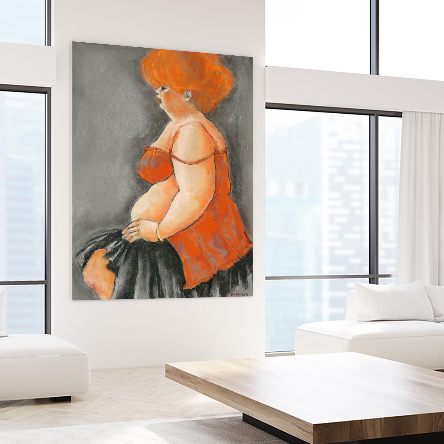 Hommage a la Goulue 3 by Bram Rubinger on GIANT ART - orange figurative drawing