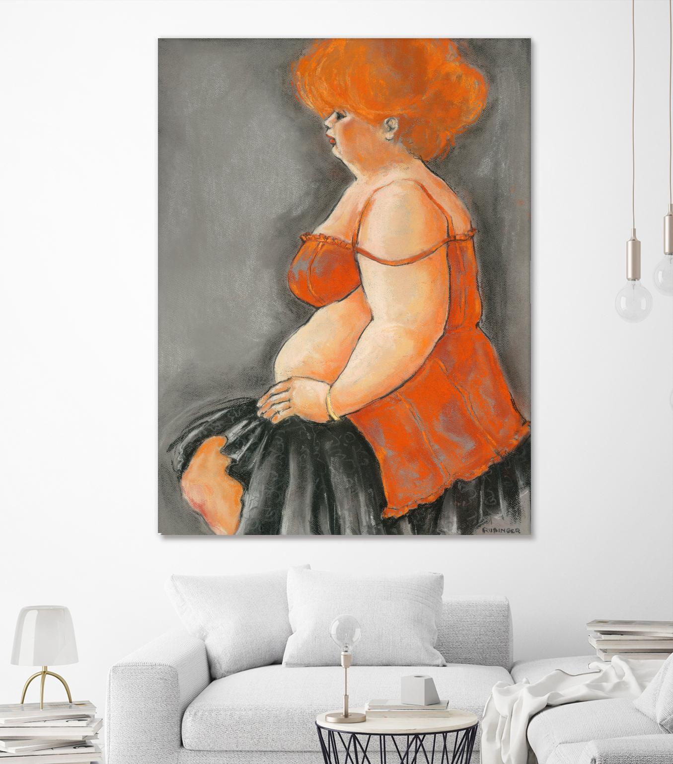 Hommage a la Goulue 3 by Bram Rubinger on GIANT ART - orange figurative drawing