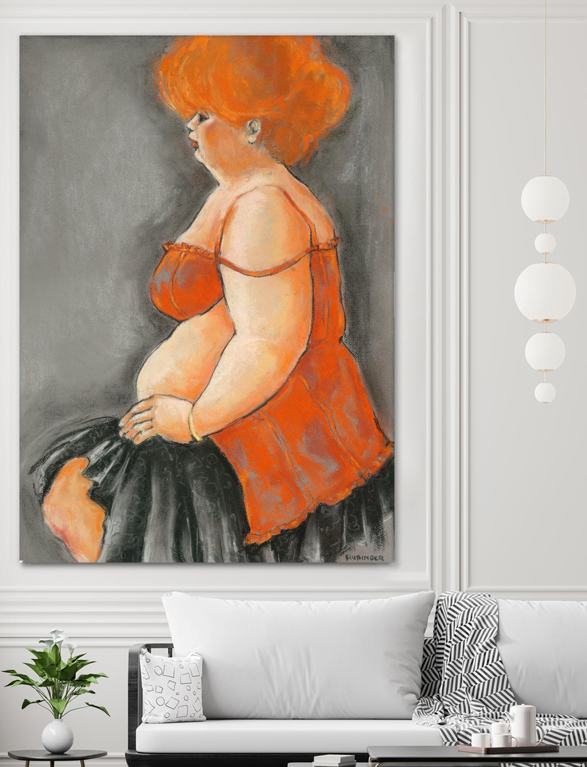 Hommage a la Goulue 3 by Bram Rubinger on GIANT ART - orange figurative drawing
