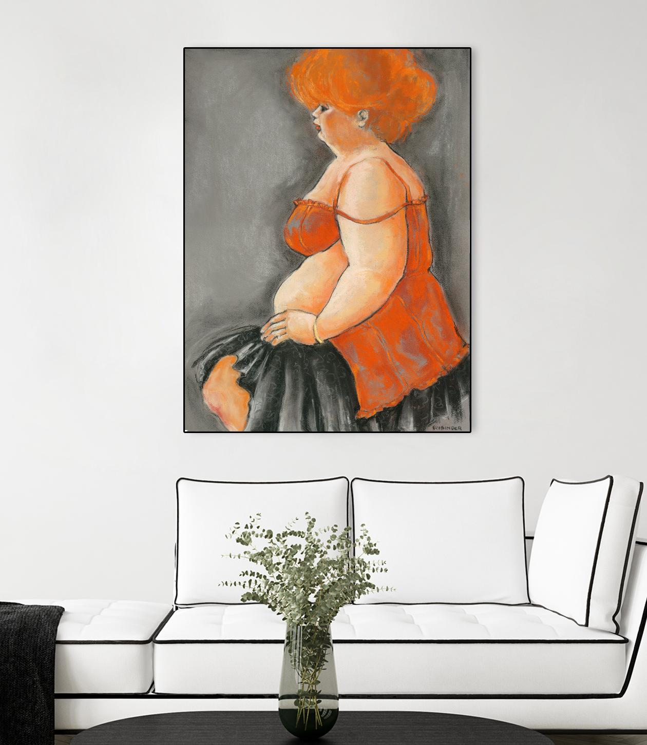Hommage a la Goulue 3 by Bram Rubinger on GIANT ART - orange figurative drawing