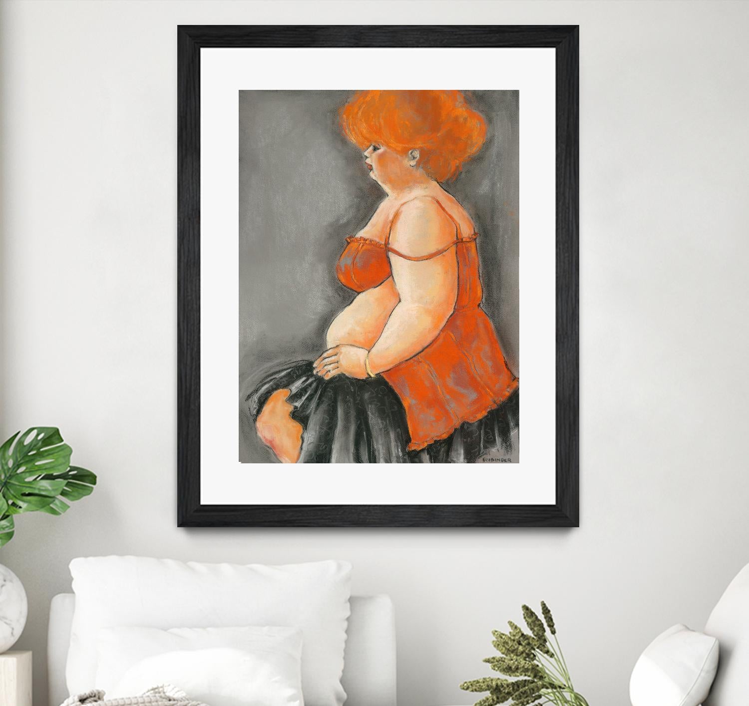 Hommage a la Goulue 3 by Bram Rubinger on GIANT ART - orange figurative drawing