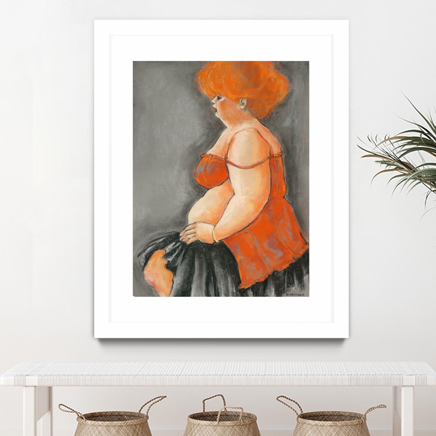 Hommage a la Goulue 3 by Bram Rubinger on GIANT ART - orange figurative drawing