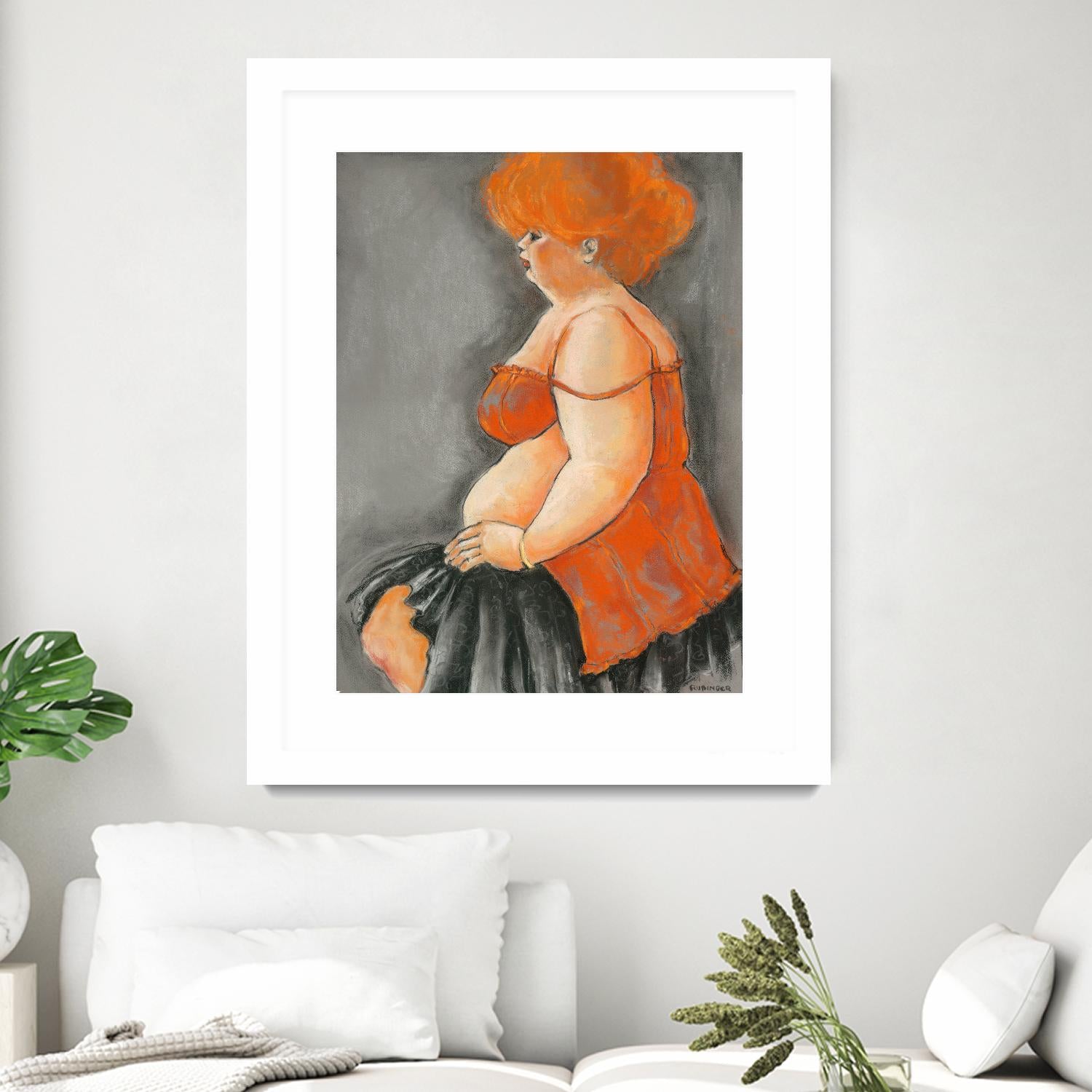 Hommage a la Goulue 3 by Bram Rubinger on GIANT ART - orange figurative drawing