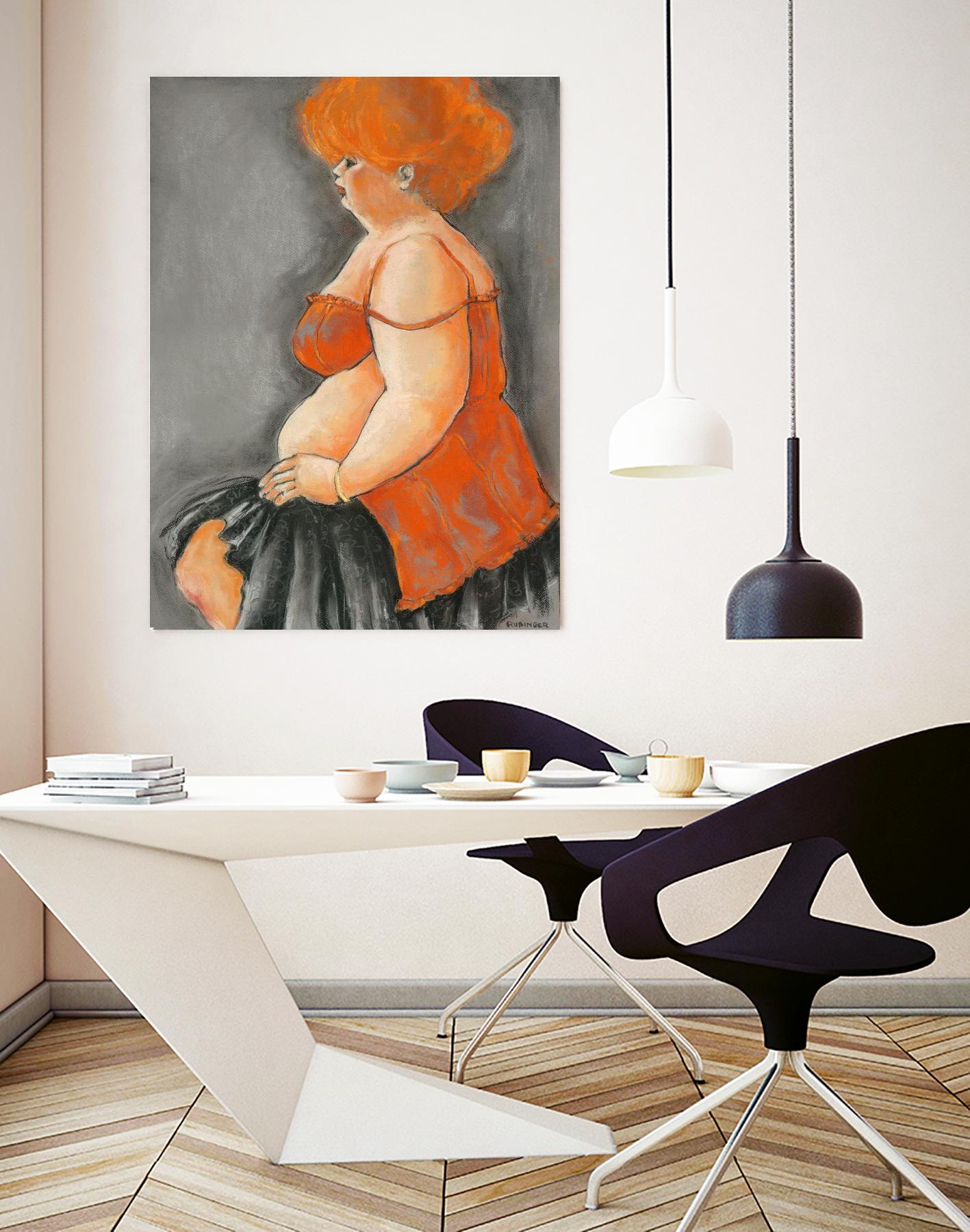 Hommage a la Goulue 3 by Bram Rubinger on GIANT ART - orange figurative drawing
