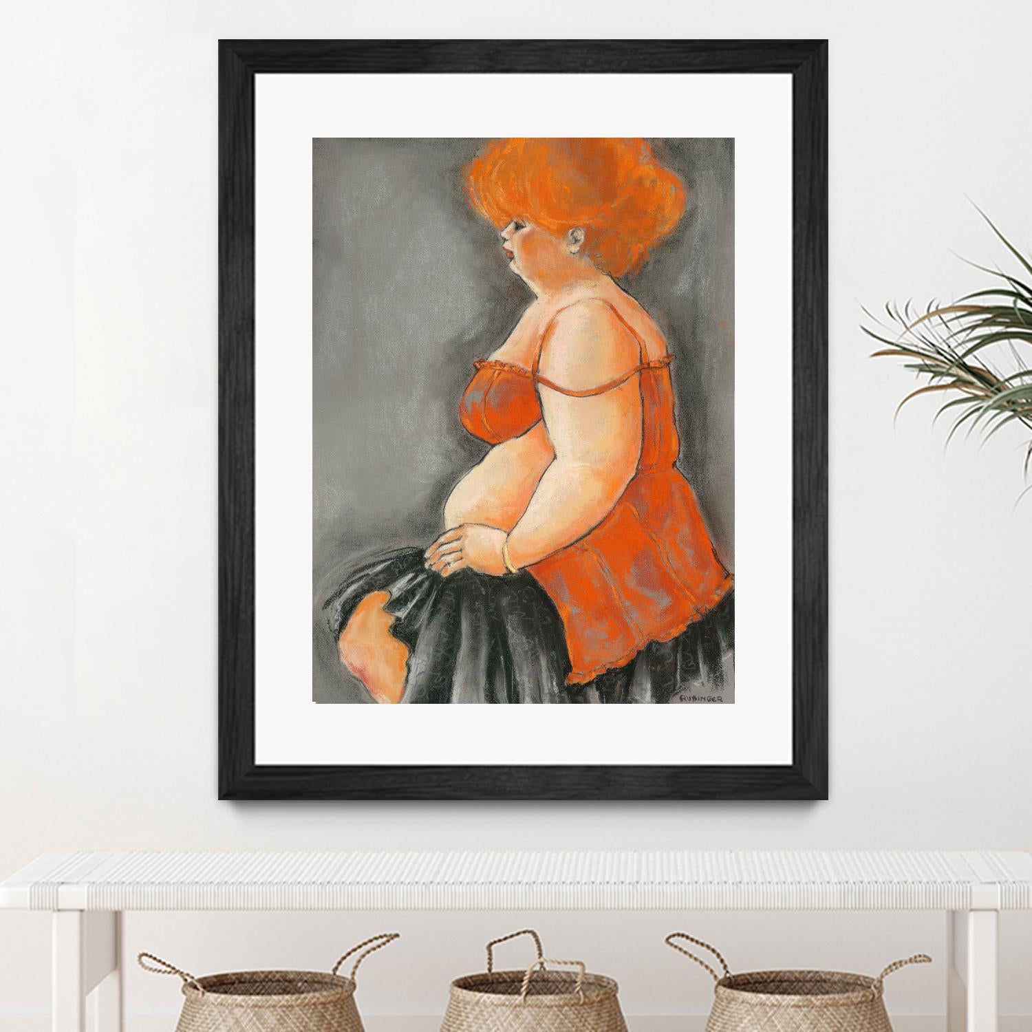 Hommage a la Goulue 3 by Bram Rubinger on GIANT ART - orange figurative drawing