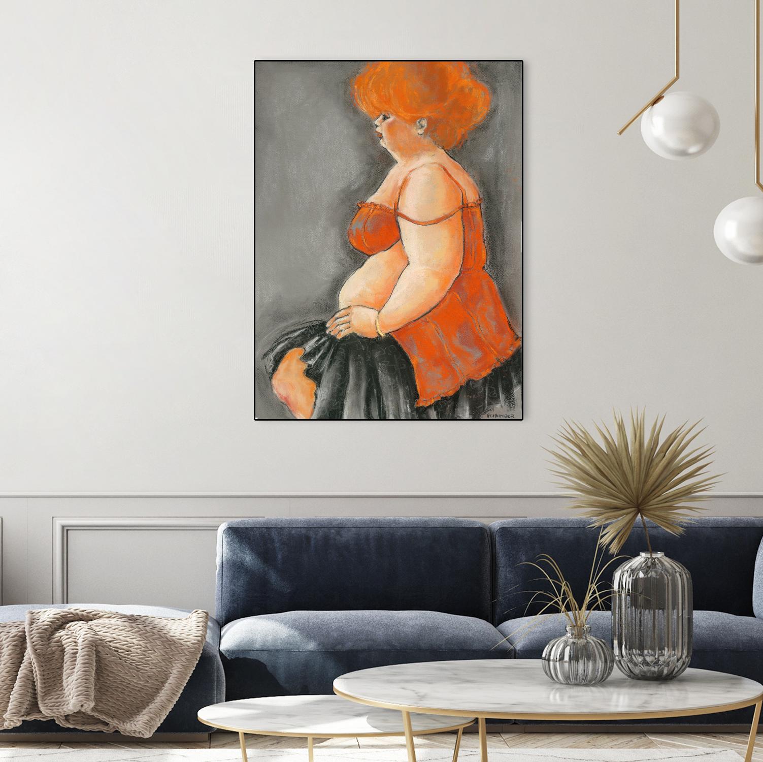 Hommage a la Goulue 3 by Bram Rubinger on GIANT ART - orange figurative drawing