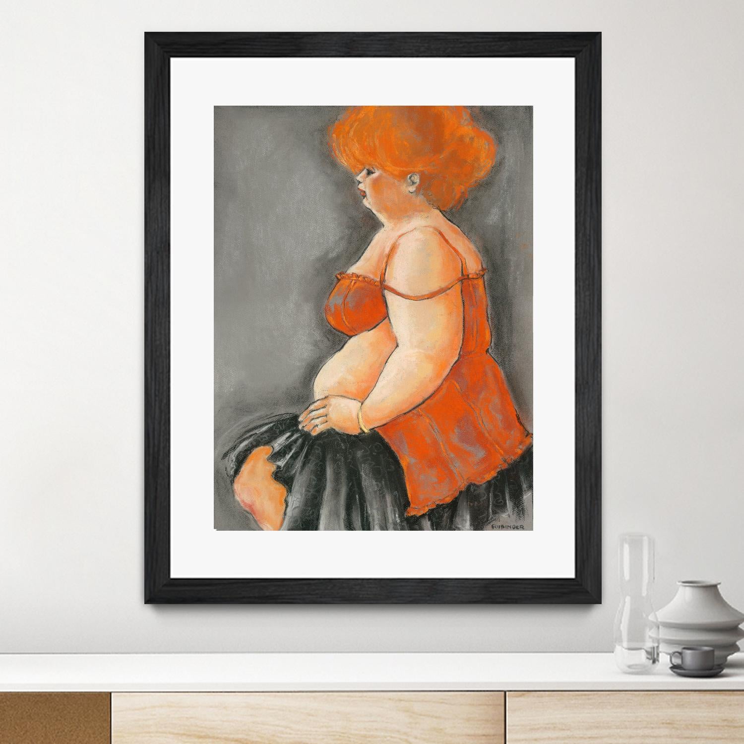 Hommage a la Goulue 3 by Bram Rubinger on GIANT ART - orange figurative drawing