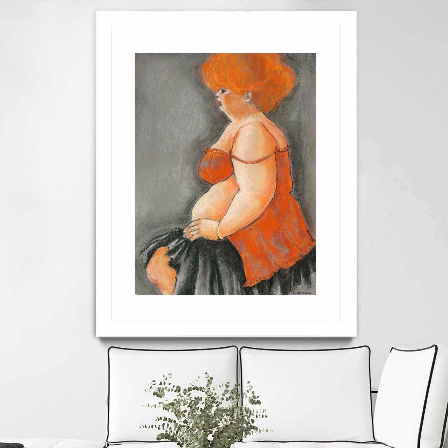 Hommage a la Goulue 3 by Bram Rubinger on GIANT ART - orange figurative drawing