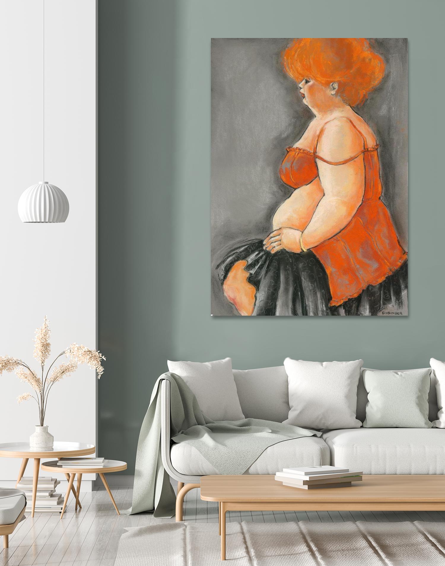 Hommage a la Goulue 3 by Bram Rubinger on GIANT ART - orange figurative drawing