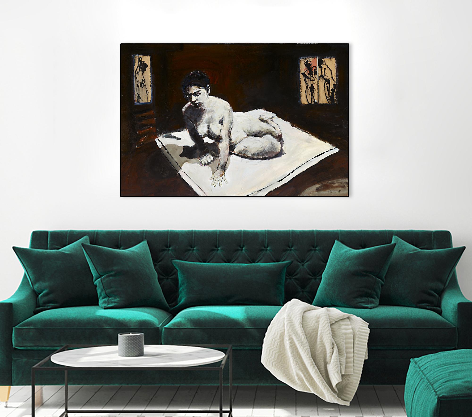 Telar by Jacques Clement on GIANT ART - burgundy figurative corps nu