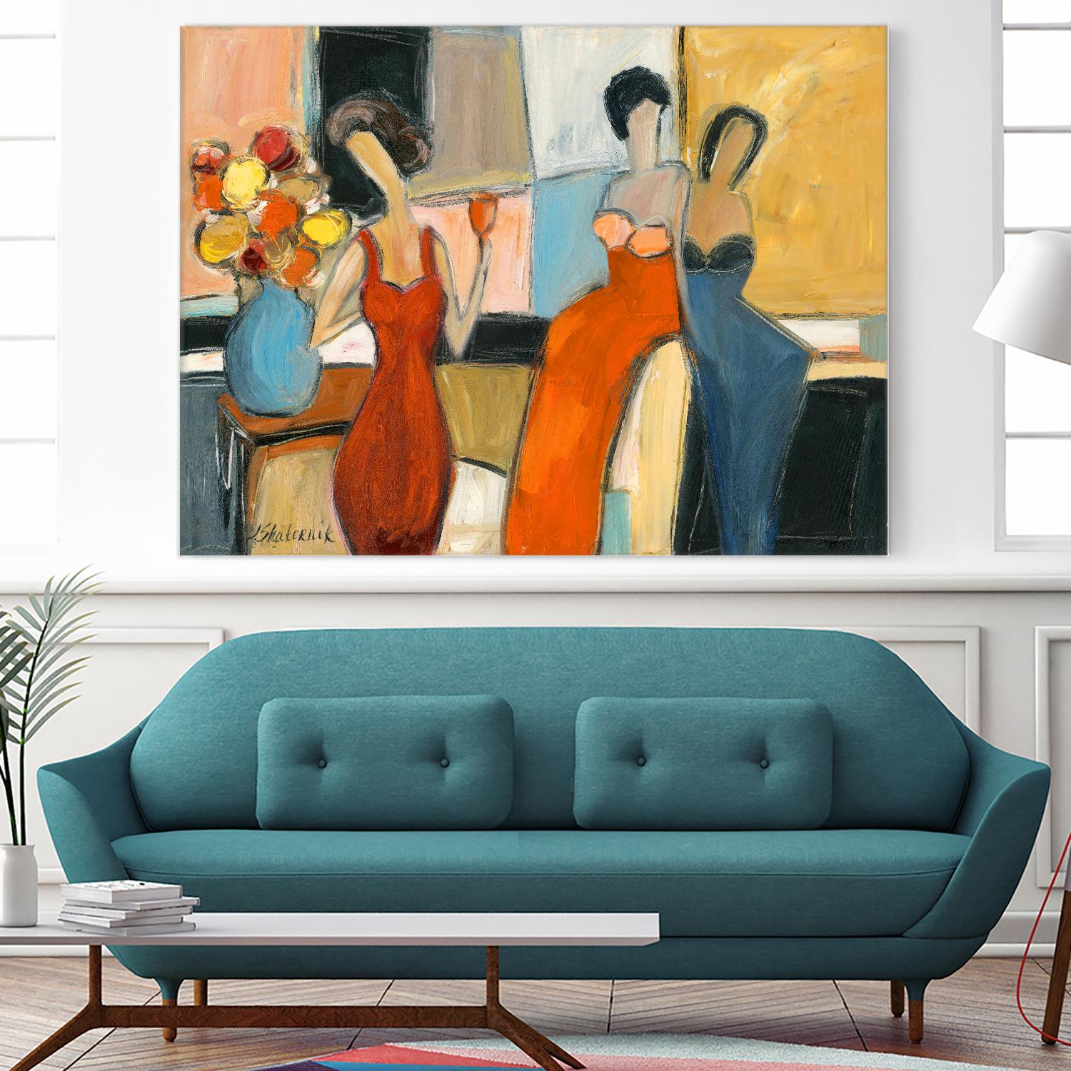 Three women by Julia Shaternik on GIANT ART - orange figurative canadien