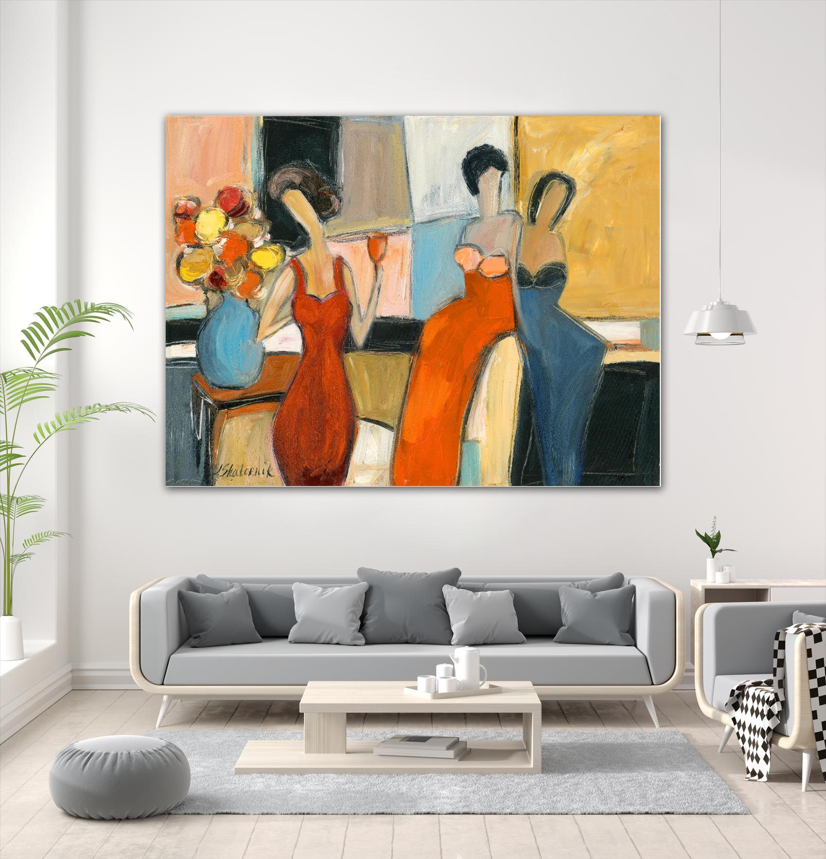 Three women by Julia Shaternik on GIANT ART - orange figurative canadien