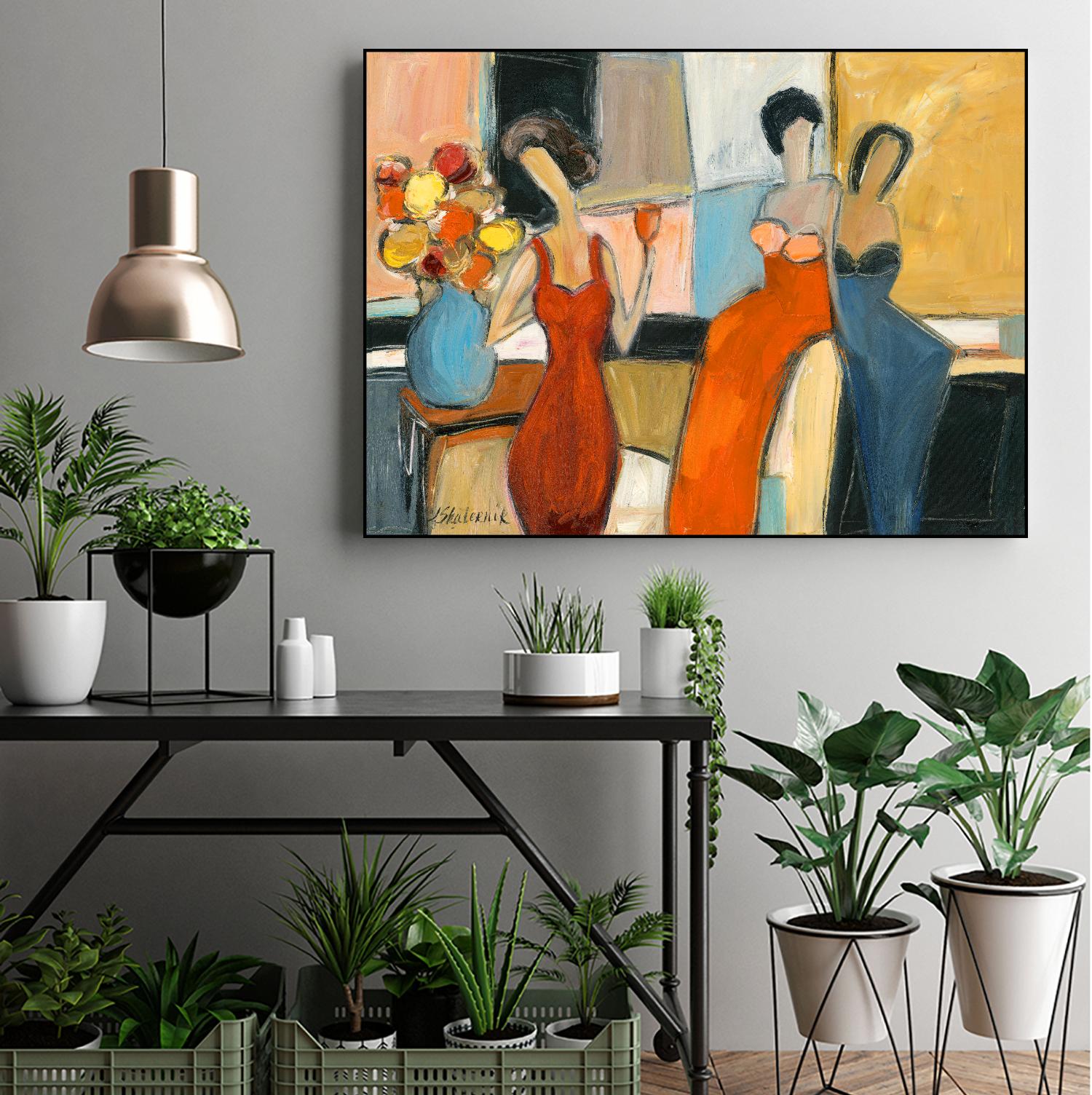 Three women by Julia Shaternik on GIANT ART - orange figurative canadien