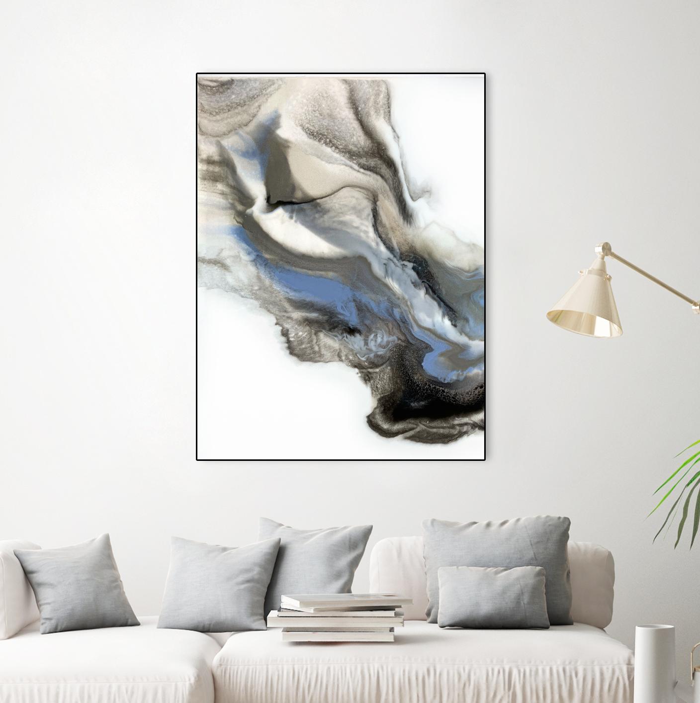 Green And Blue Wave by Alyson Mccrink on GIANT ART - grey abstract volage