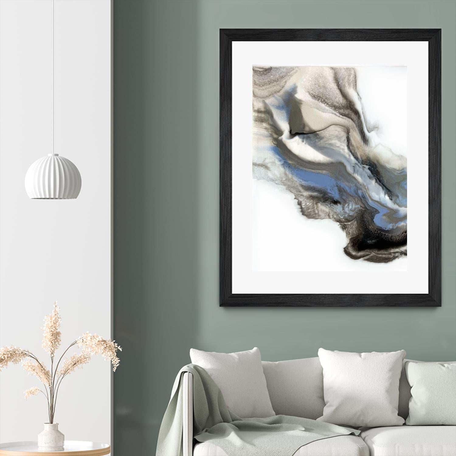 Green And Blue Wave by Alyson Mccrink on GIANT ART - grey abstract volage