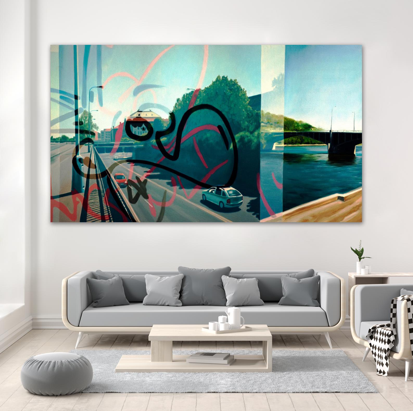 Hidden Pursuit by James Nye on GIANT ART - green street art superposition