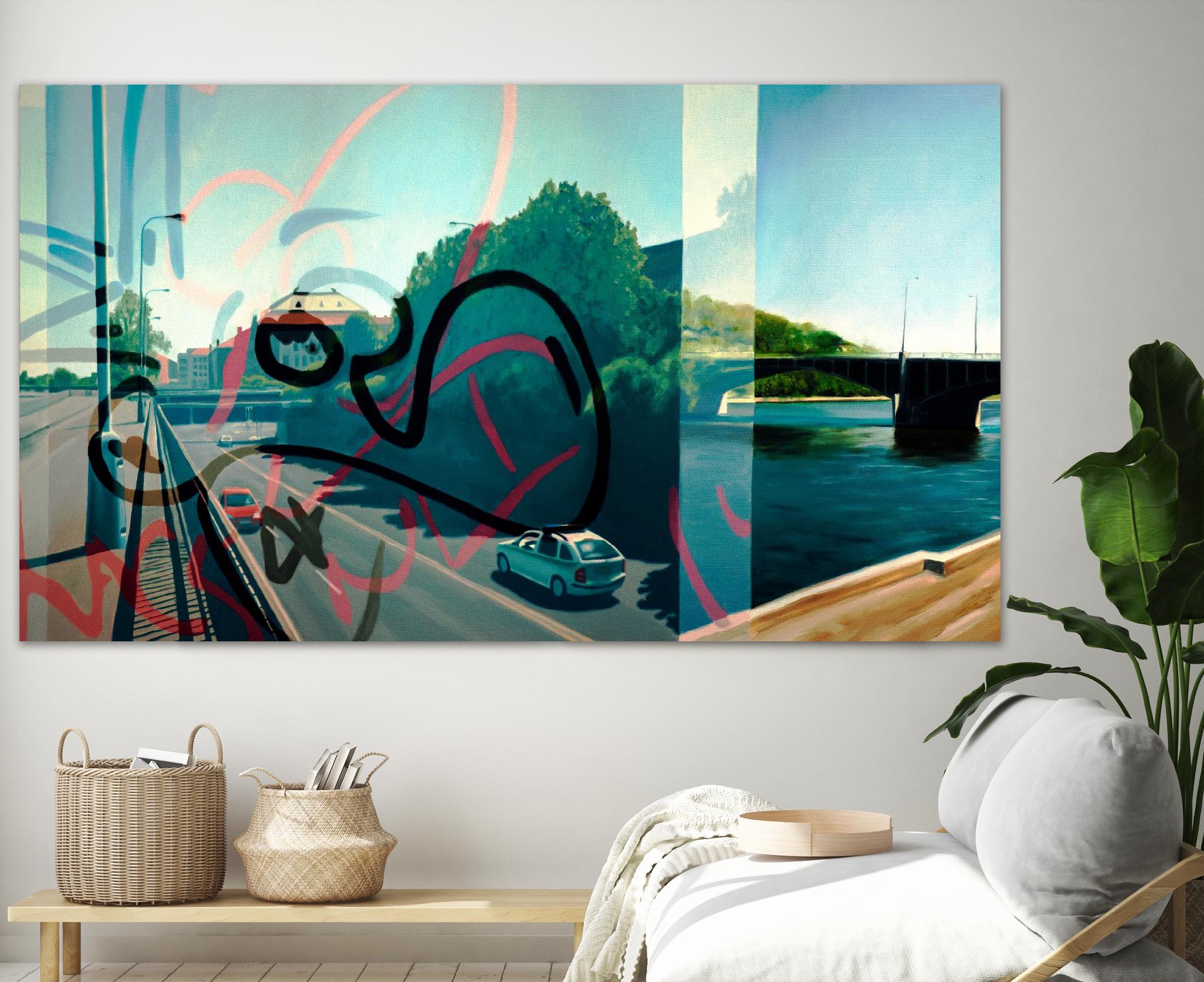 Hidden Pursuit by James Nye on GIANT ART - green street art superposition