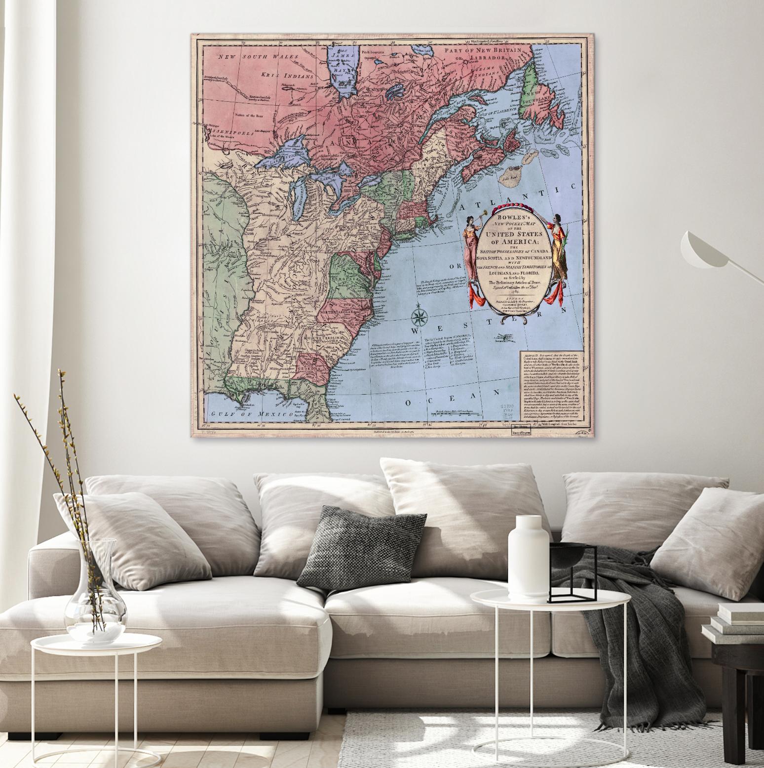 North american map  in 1784 by Archive on GIANT ART - pink maps