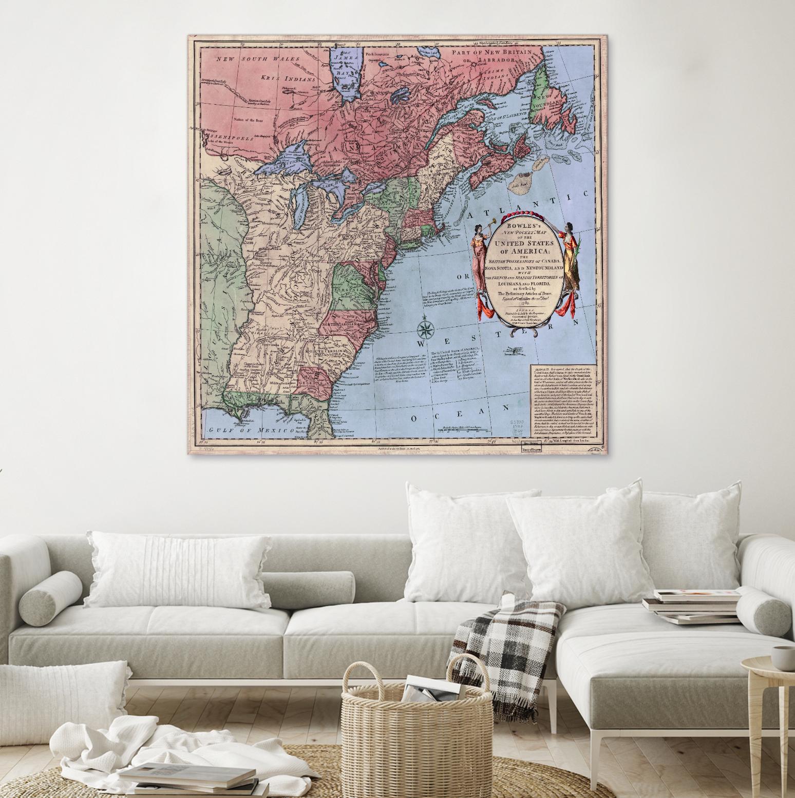 North american map  in 1784 by Archive on GIANT ART - pink maps