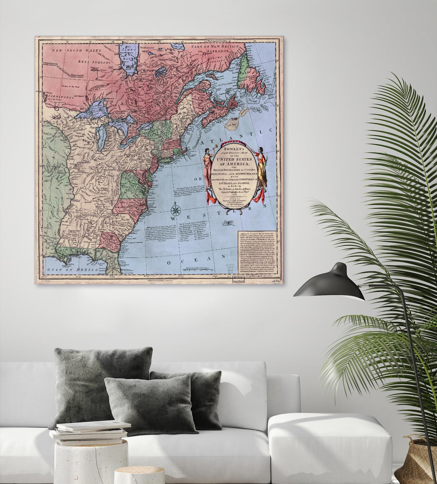 North american map  in 1784 by Archive on GIANT ART - pink maps