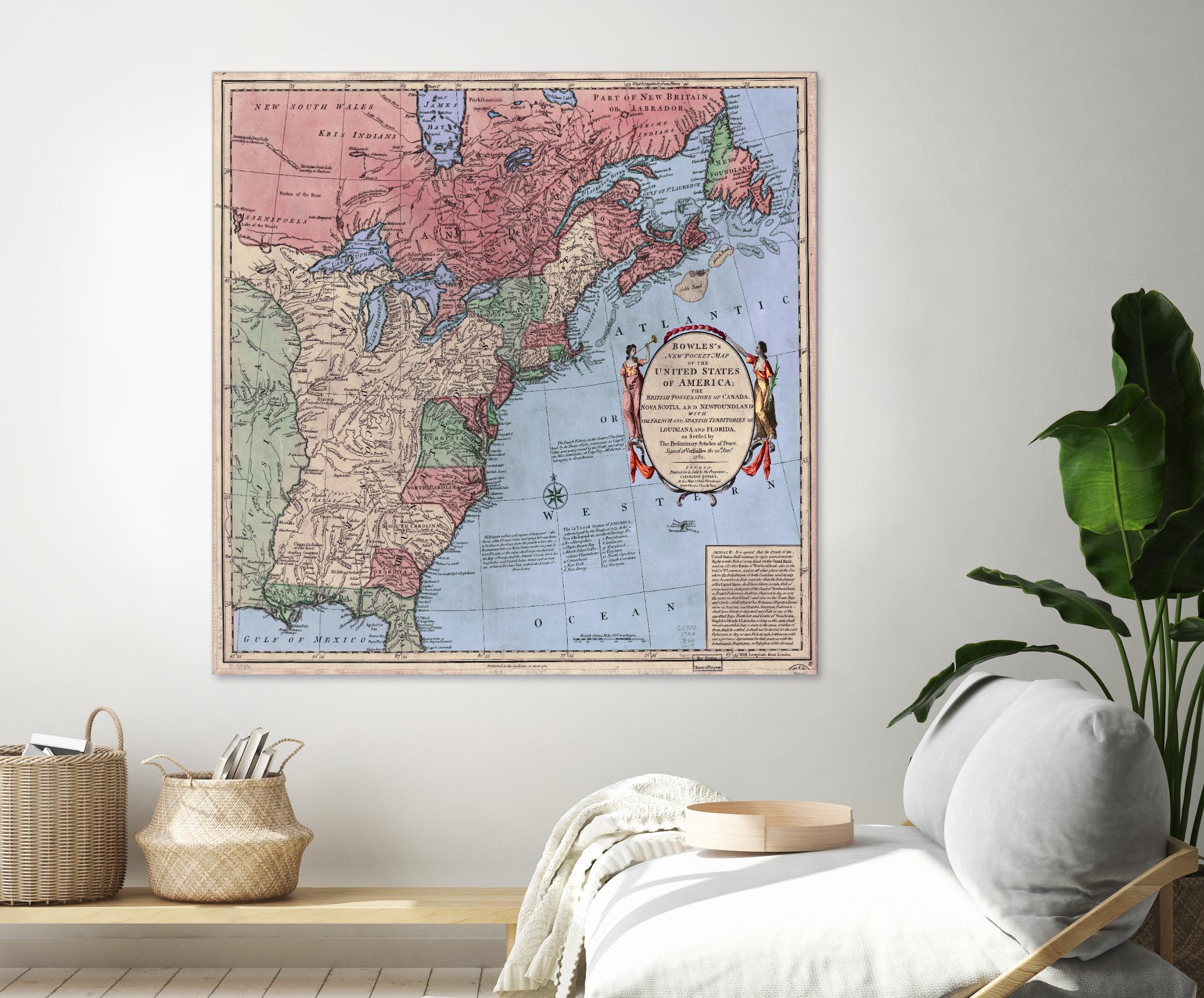 North american map  in 1784 by Archive on GIANT ART - pink maps