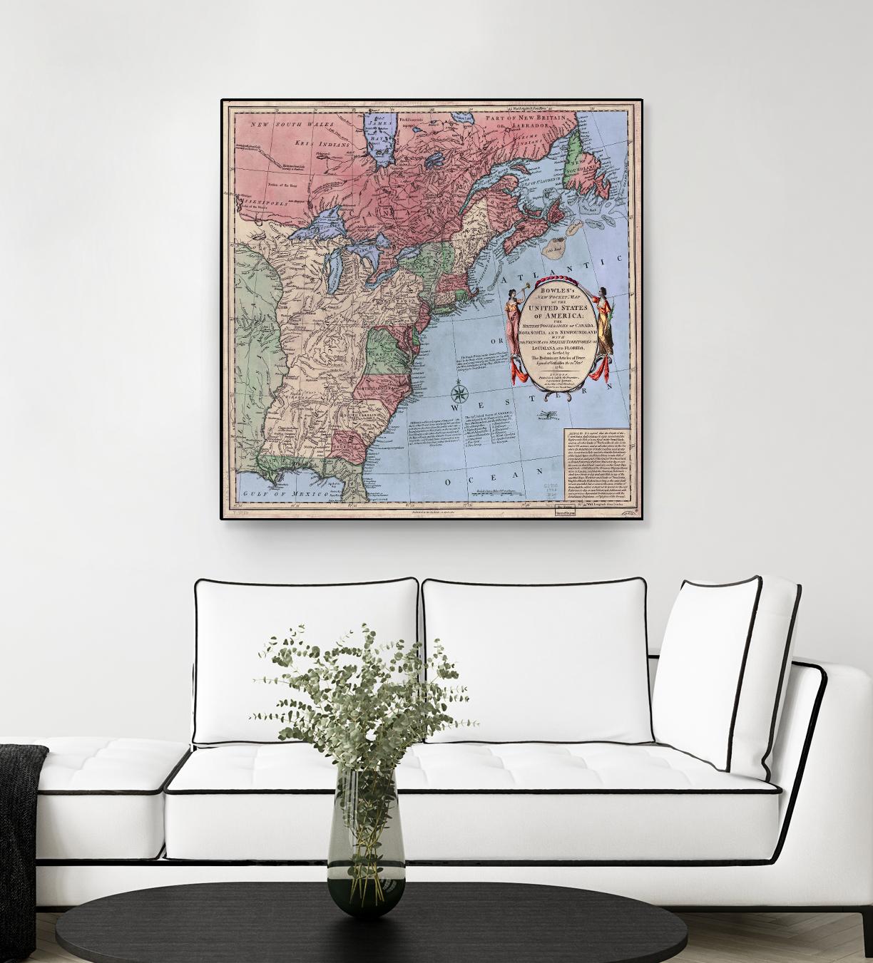 North american map  in 1784 by Archive on GIANT ART - pink maps