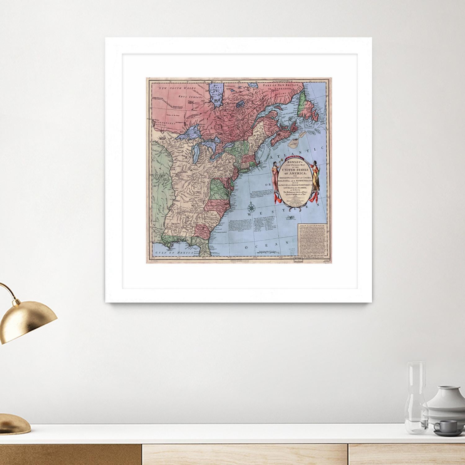 North american map  in 1784 by Archive on GIANT ART - pink maps