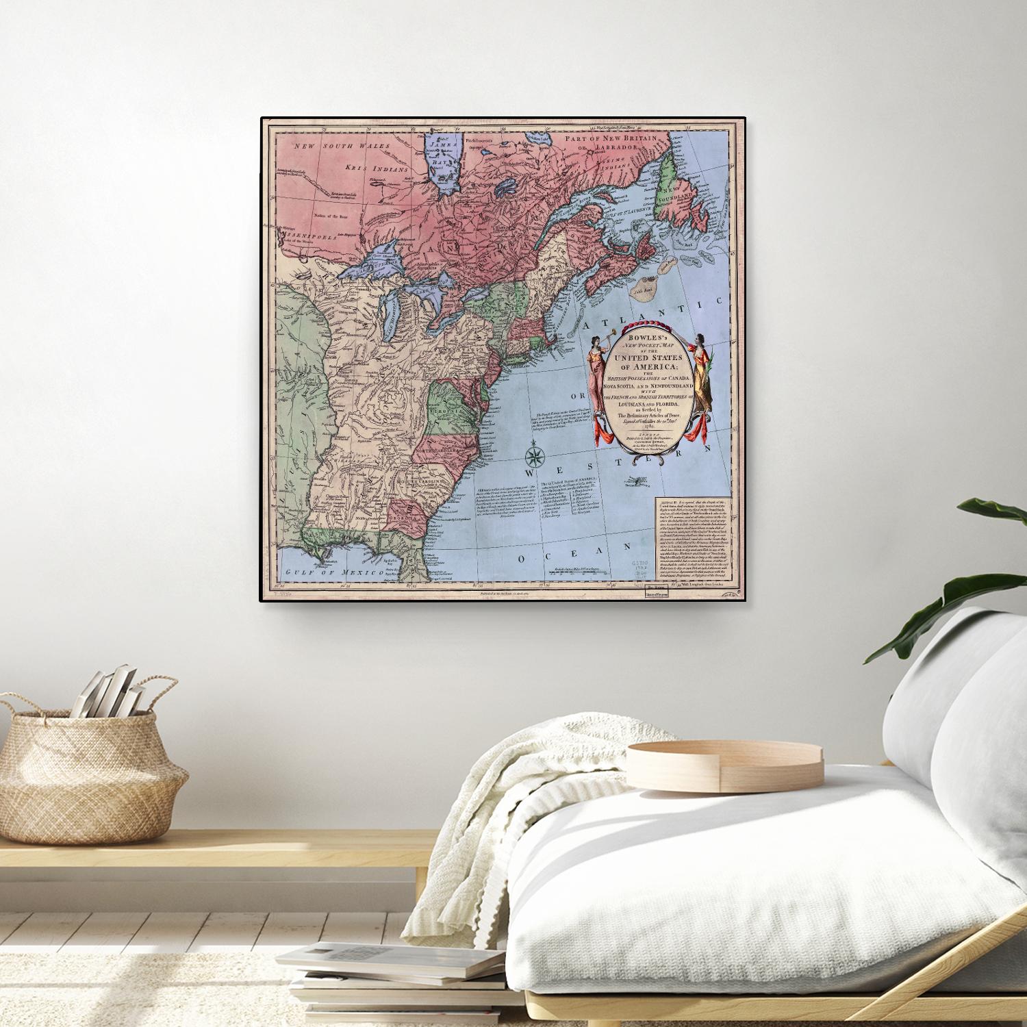 North american map  in 1784 by Archive on GIANT ART - pink maps