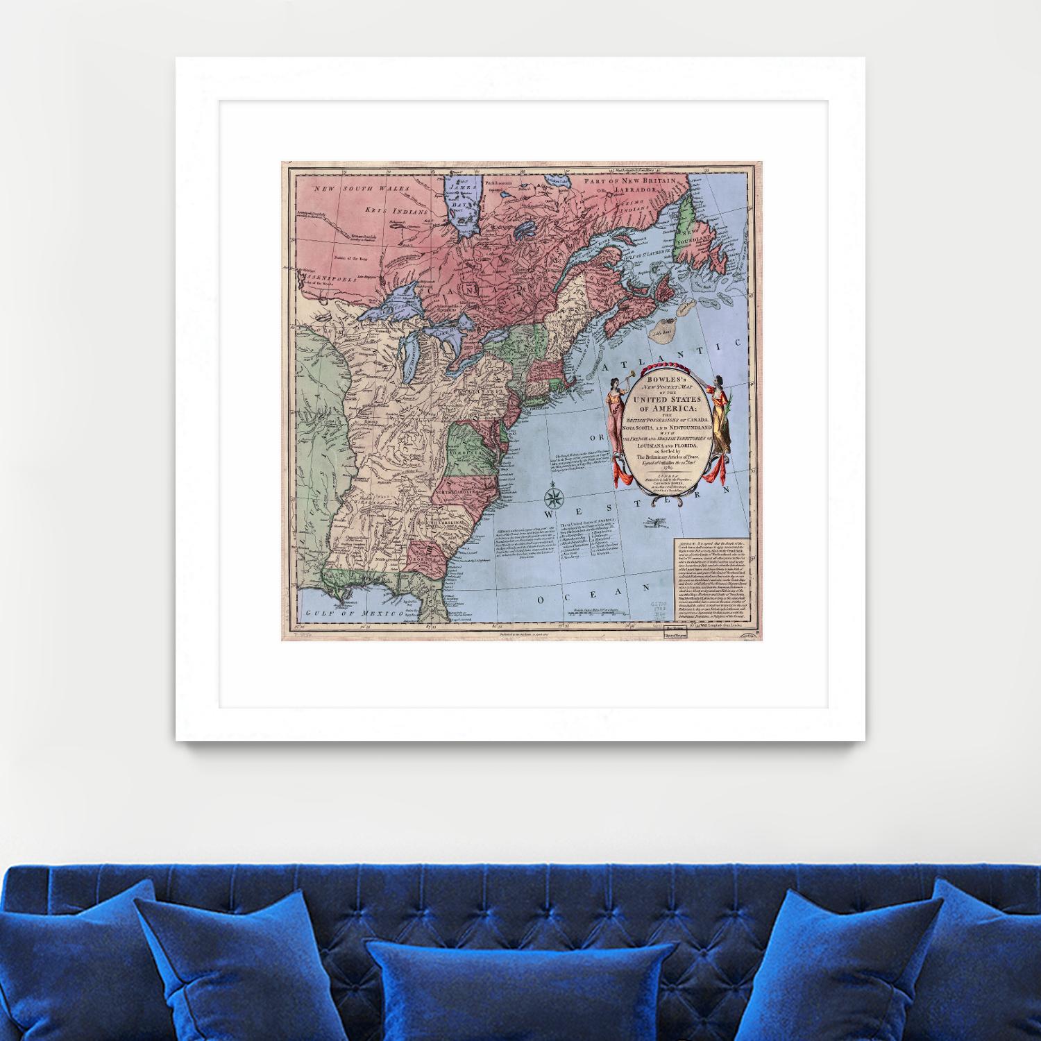 North american map  in 1784 by Archive on GIANT ART - pink maps