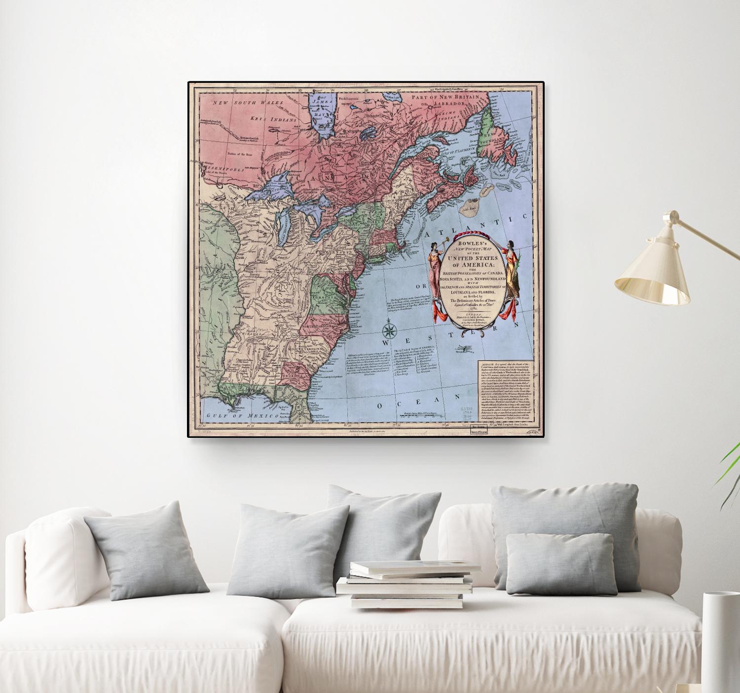 North american map  in 1784 by Archive on GIANT ART - pink maps