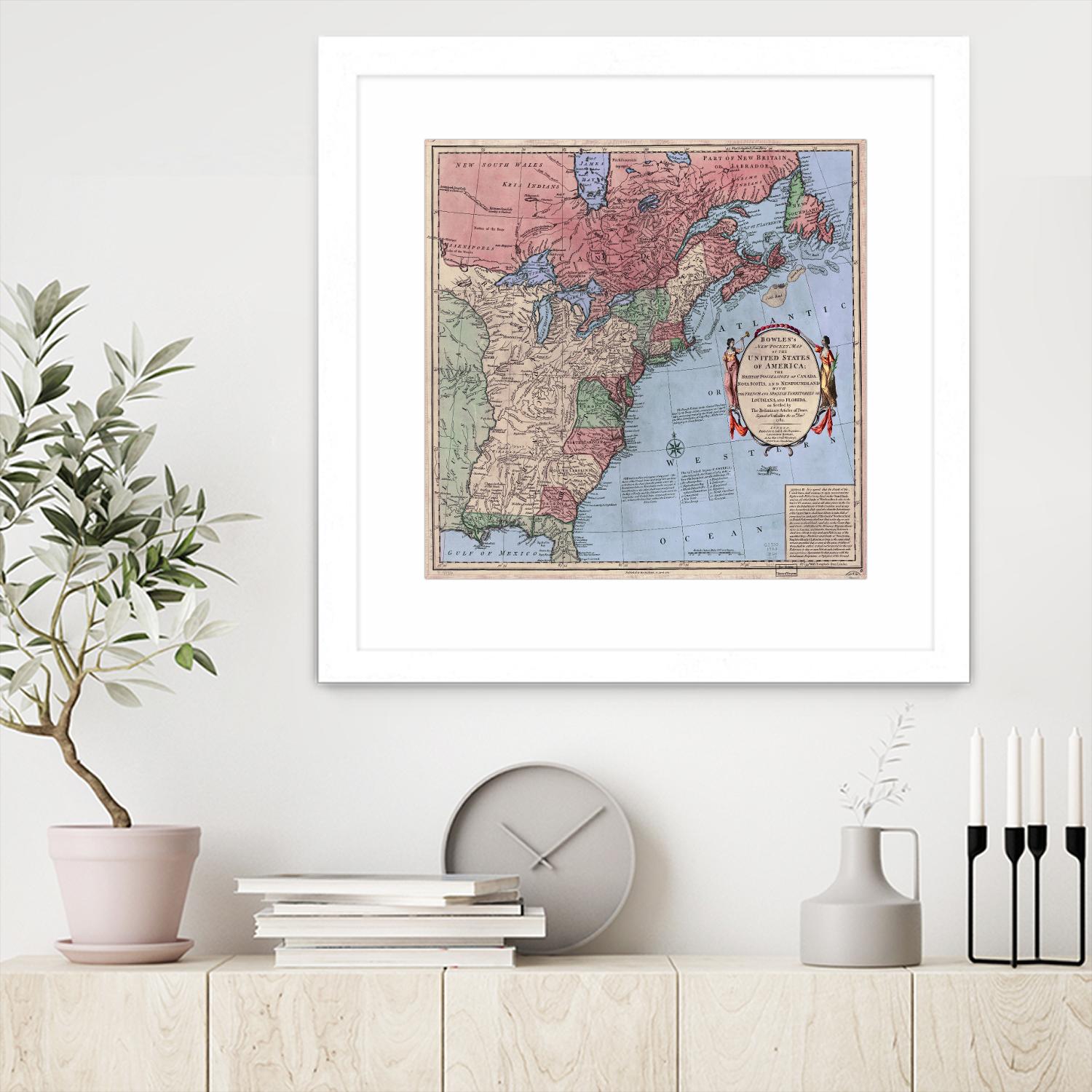 North american map  in 1784 by Archive on GIANT ART - pink maps