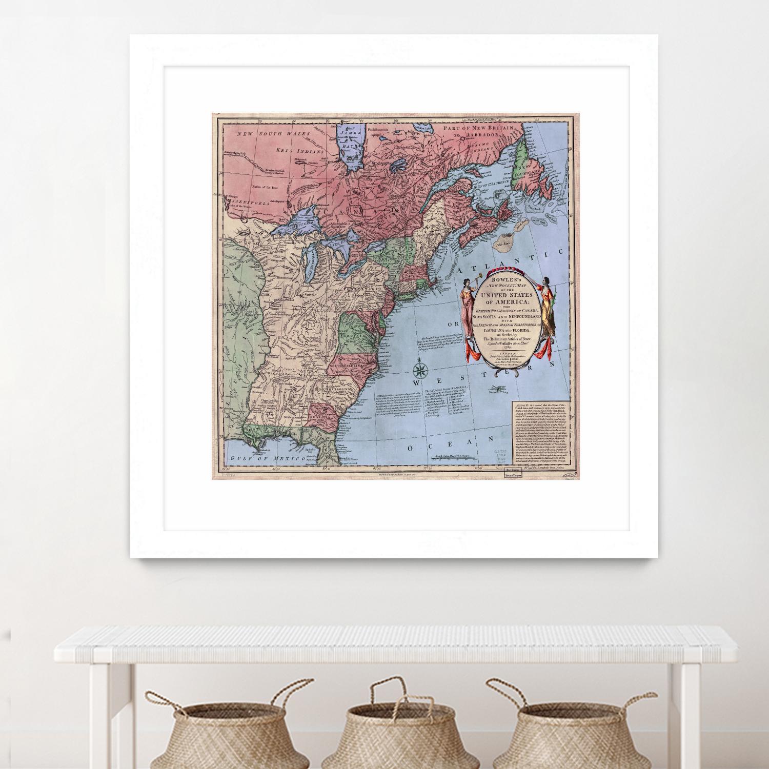 North american map  in 1784 by Archive on GIANT ART - pink maps