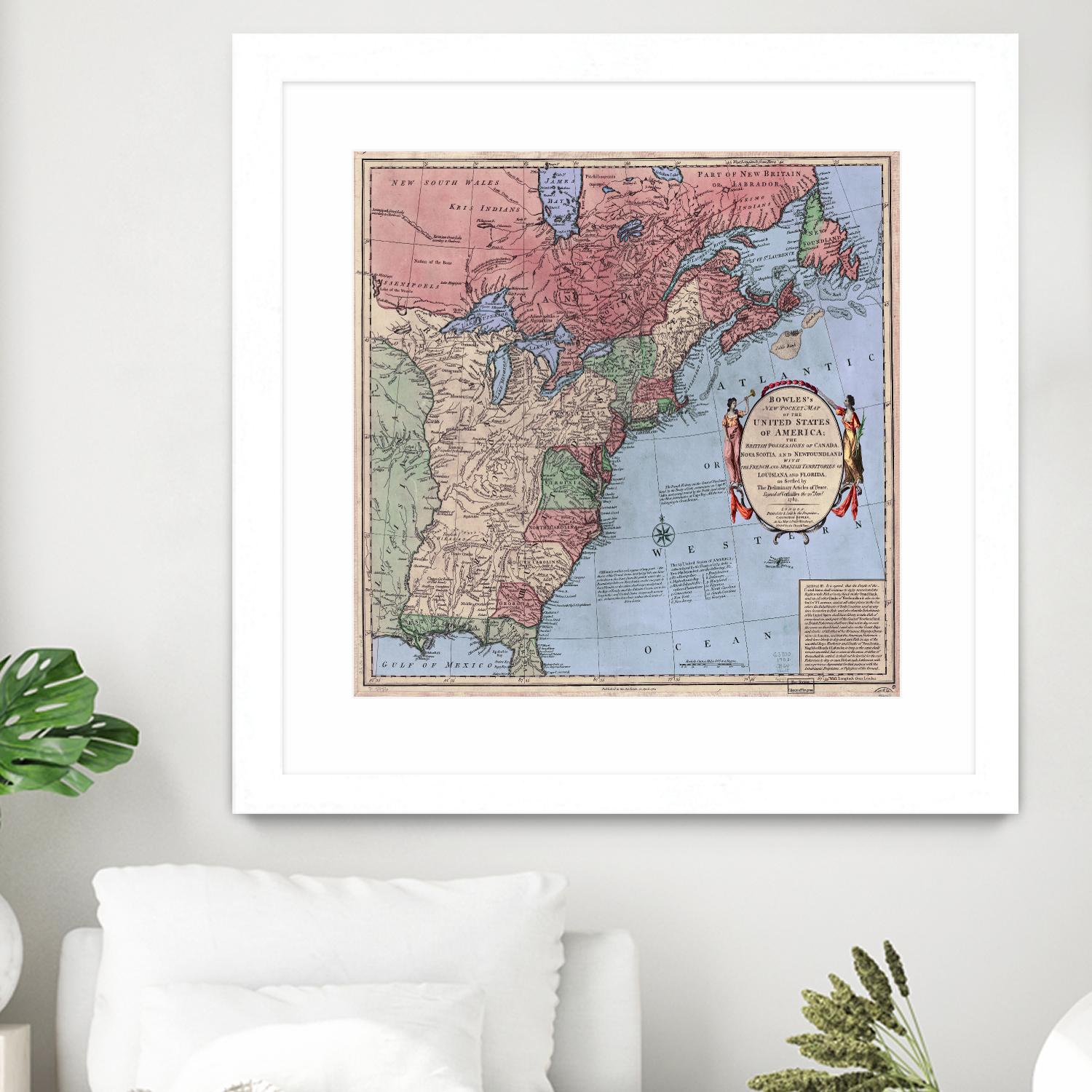 North american map  in 1784 by Archive on GIANT ART - pink maps