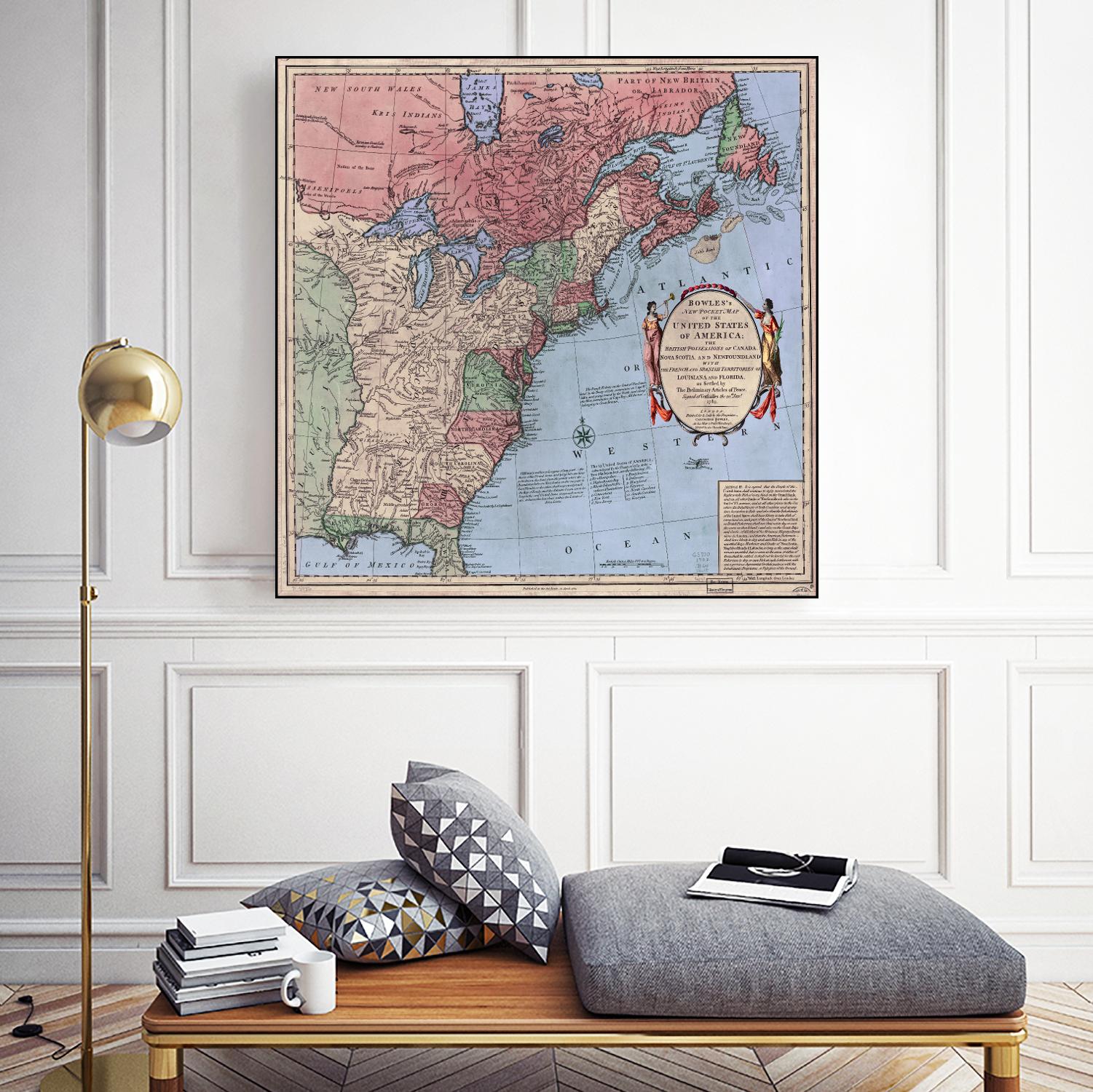 North american map  in 1784 by Archive on GIANT ART - pink maps