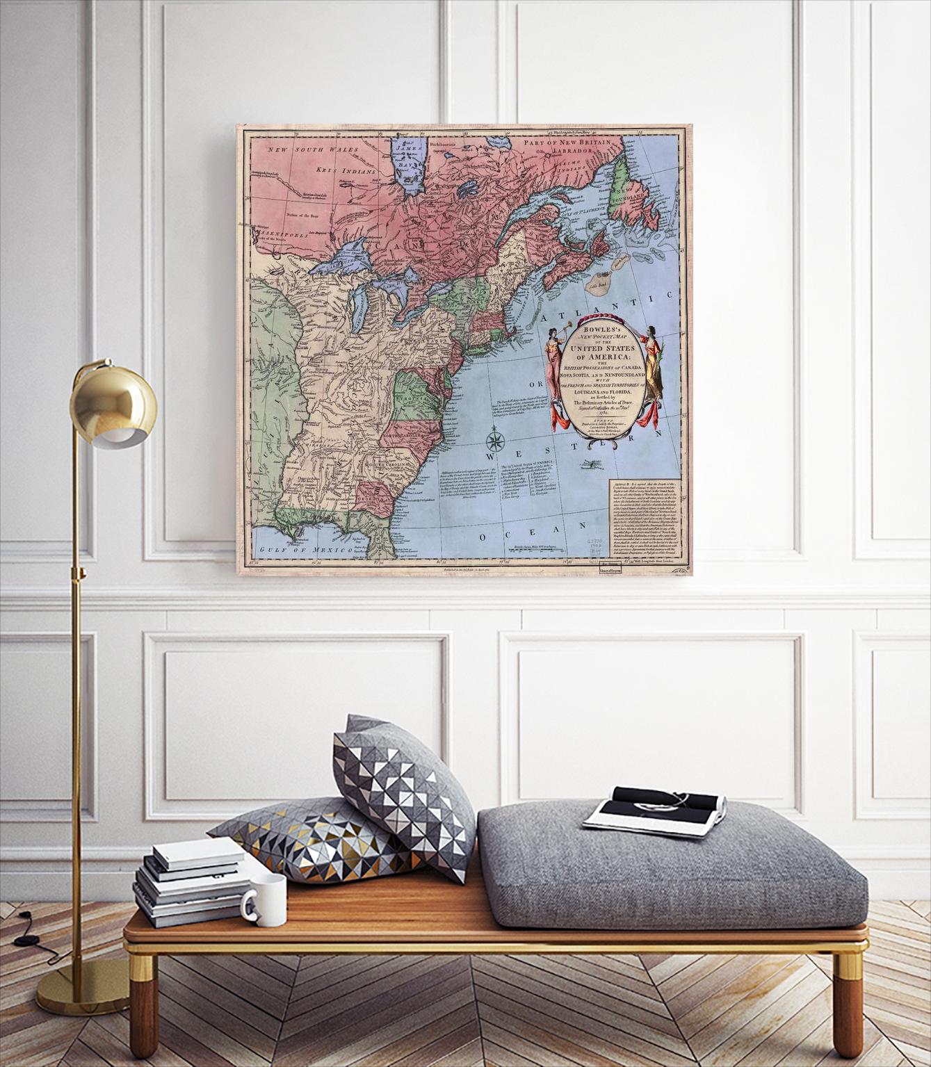 North american map  in 1784 by Archive on GIANT ART - pink maps