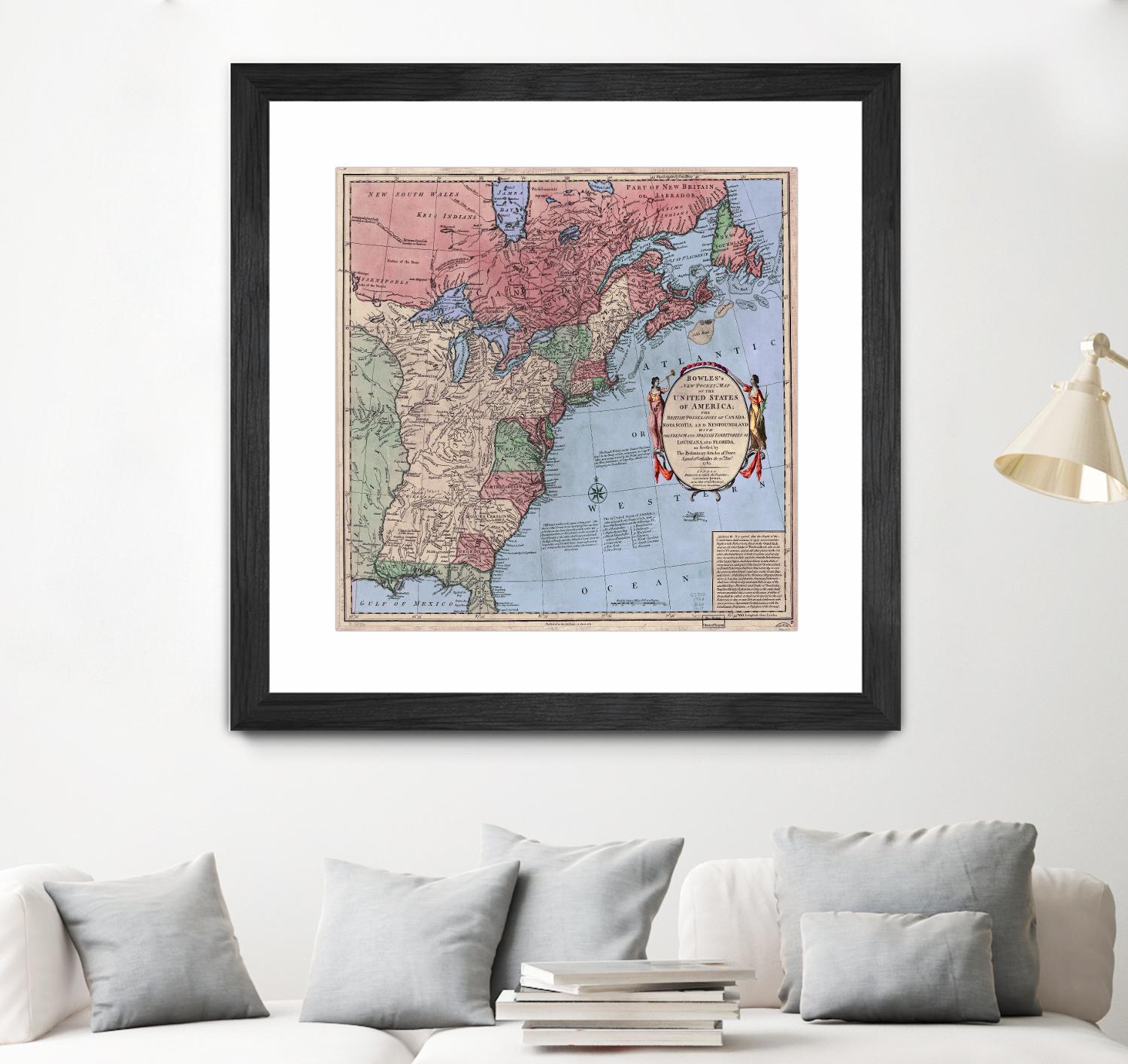 North american map  in 1784 by Archive on GIANT ART - pink maps