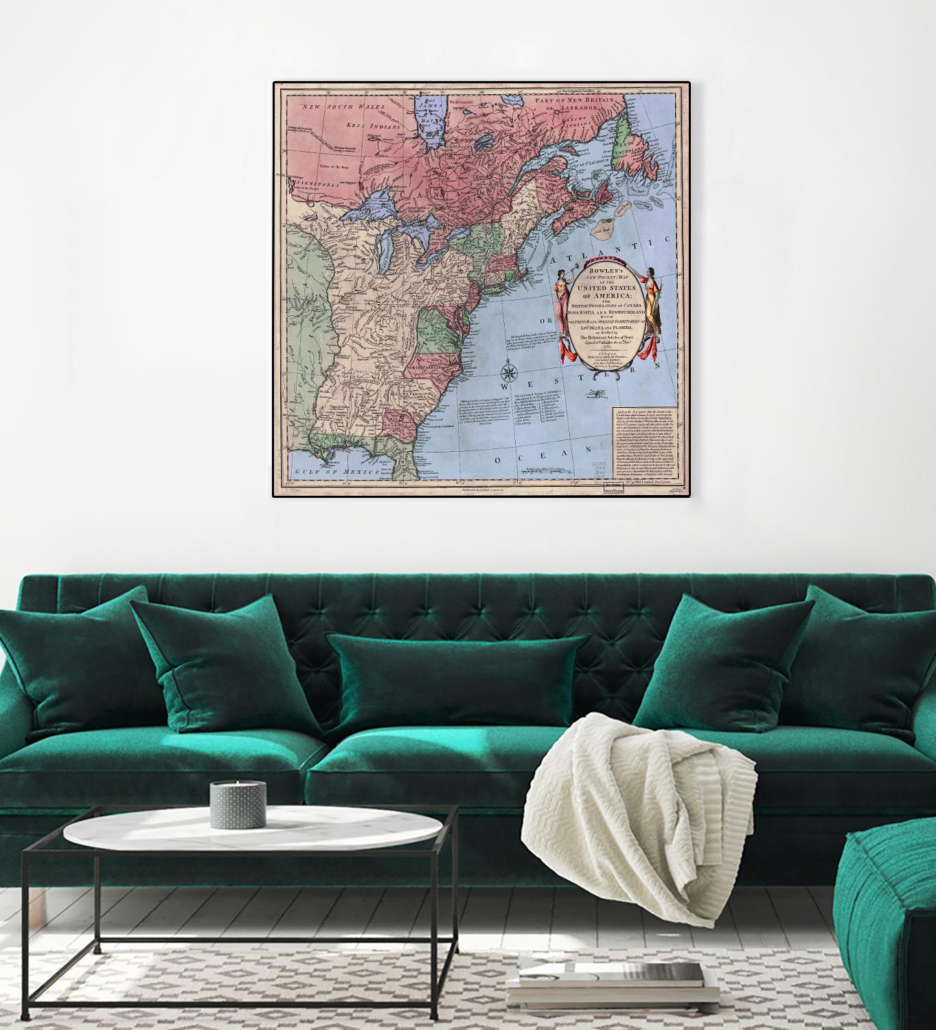 North american map  in 1784 by Archive on GIANT ART - pink maps