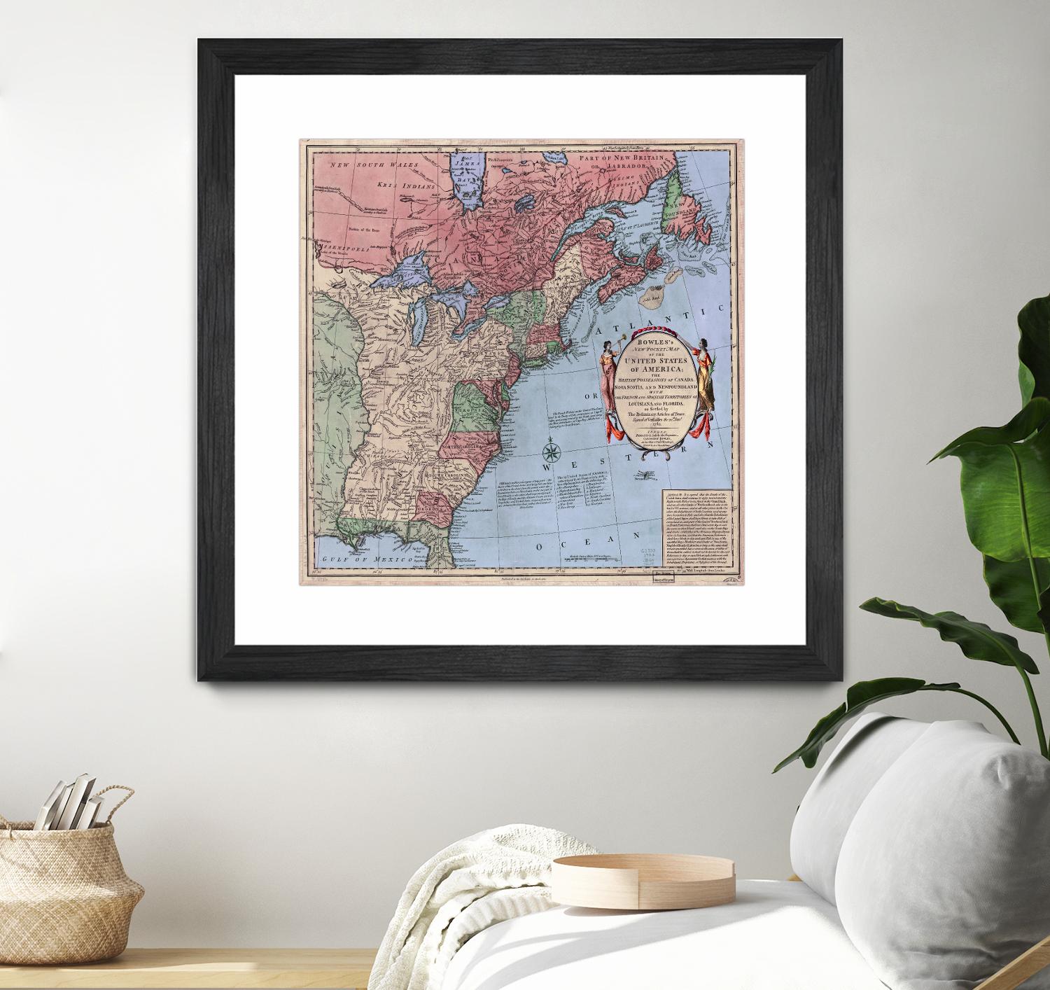 North american map  in 1784 by Archive on GIANT ART - pink maps