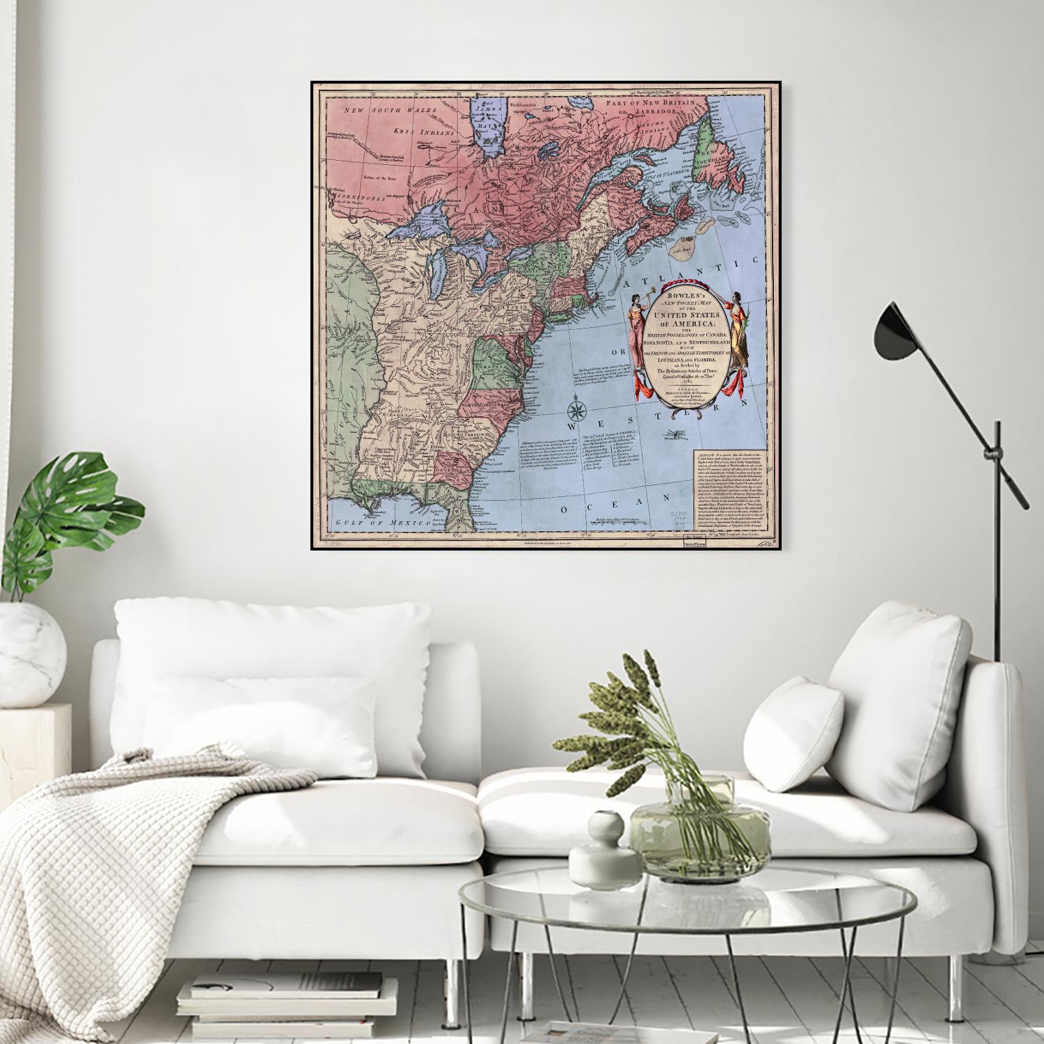 North american map  in 1784 by Archive on GIANT ART - pink maps