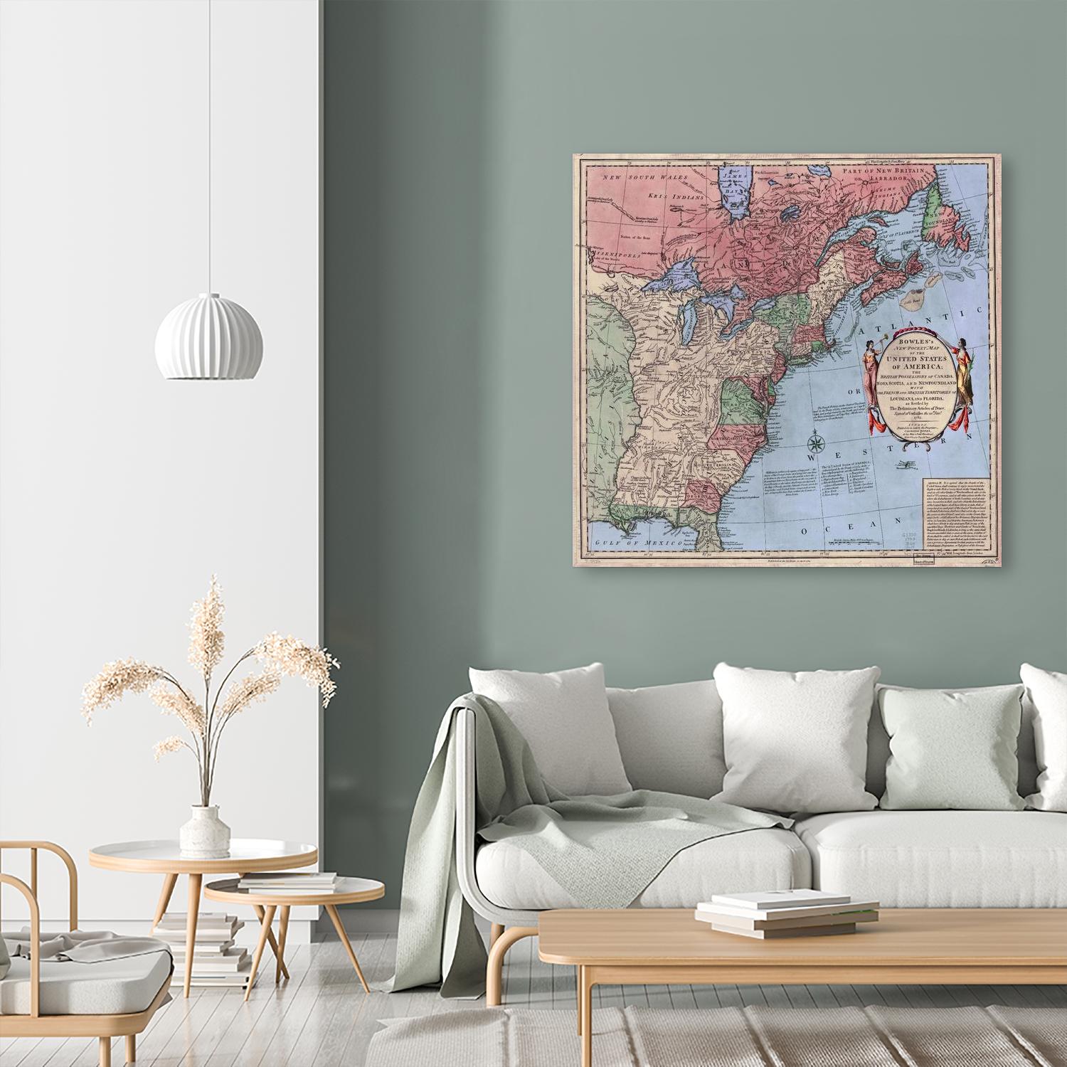 North american map  in 1784 by Archive on GIANT ART - pink maps