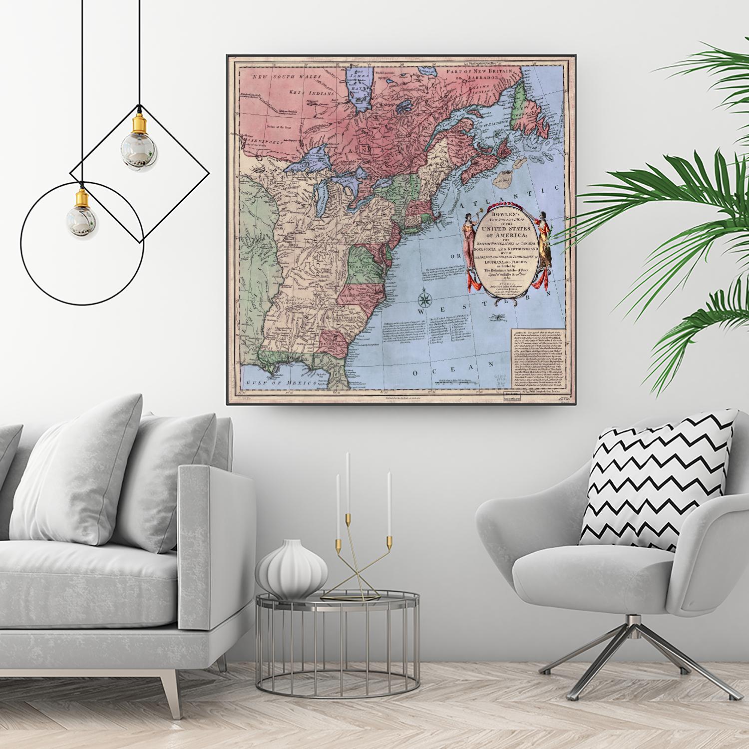 North american map  in 1784 by Archive on GIANT ART - pink maps