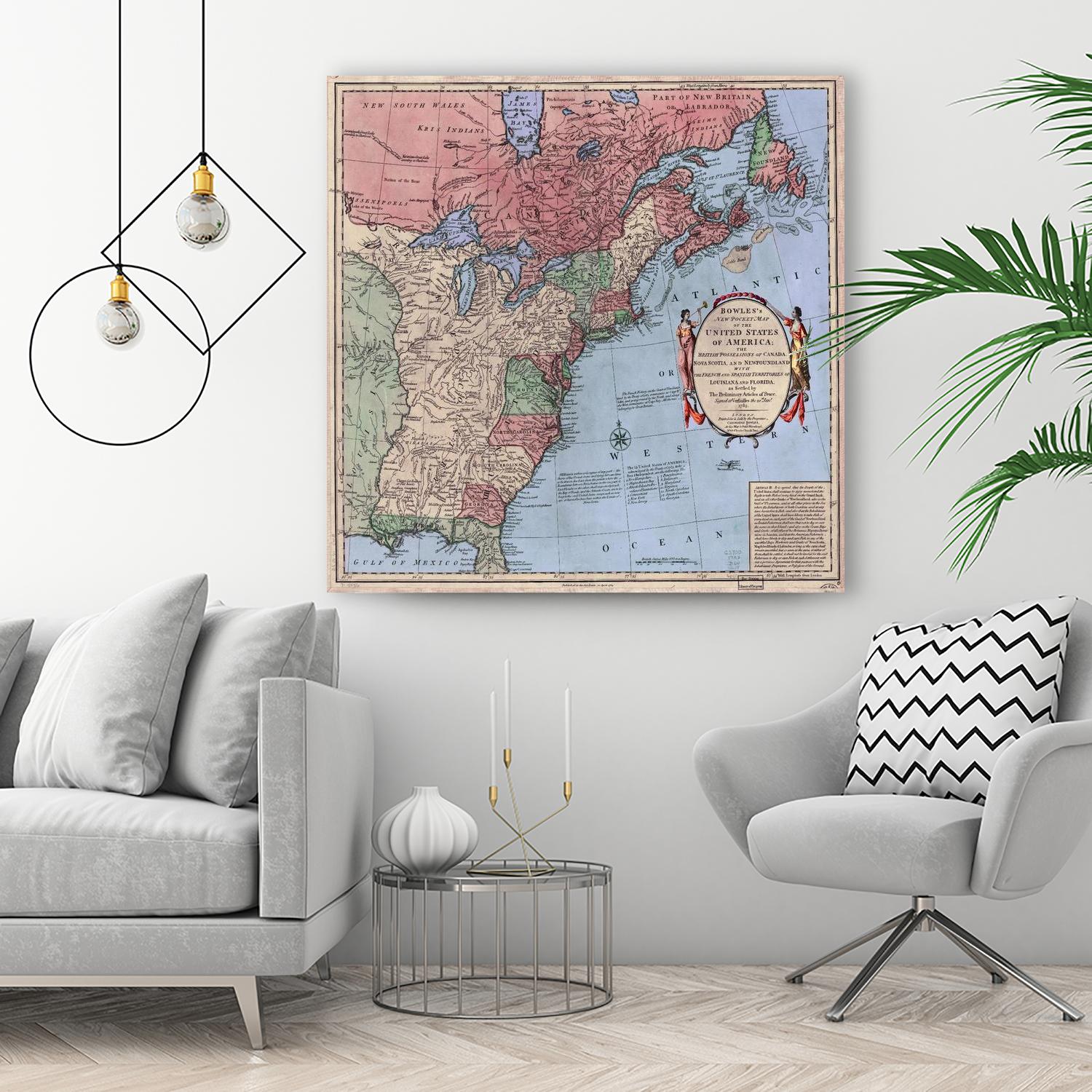 North american map  in 1784 by Archive on GIANT ART - pink maps