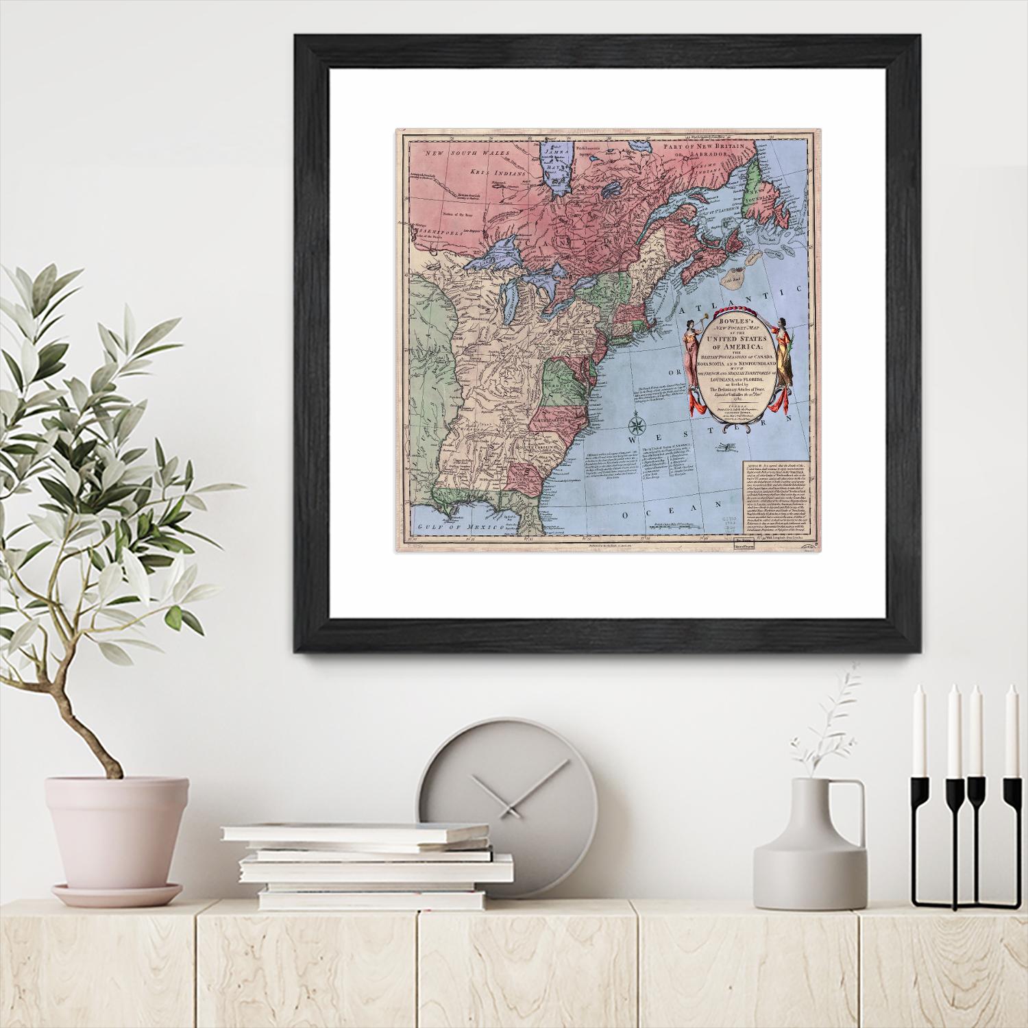 North american map  in 1784 by Archive on GIANT ART - pink maps