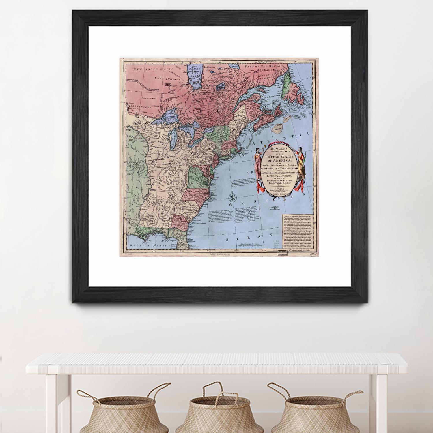 North american map  in 1784 by Archive on GIANT ART - pink maps