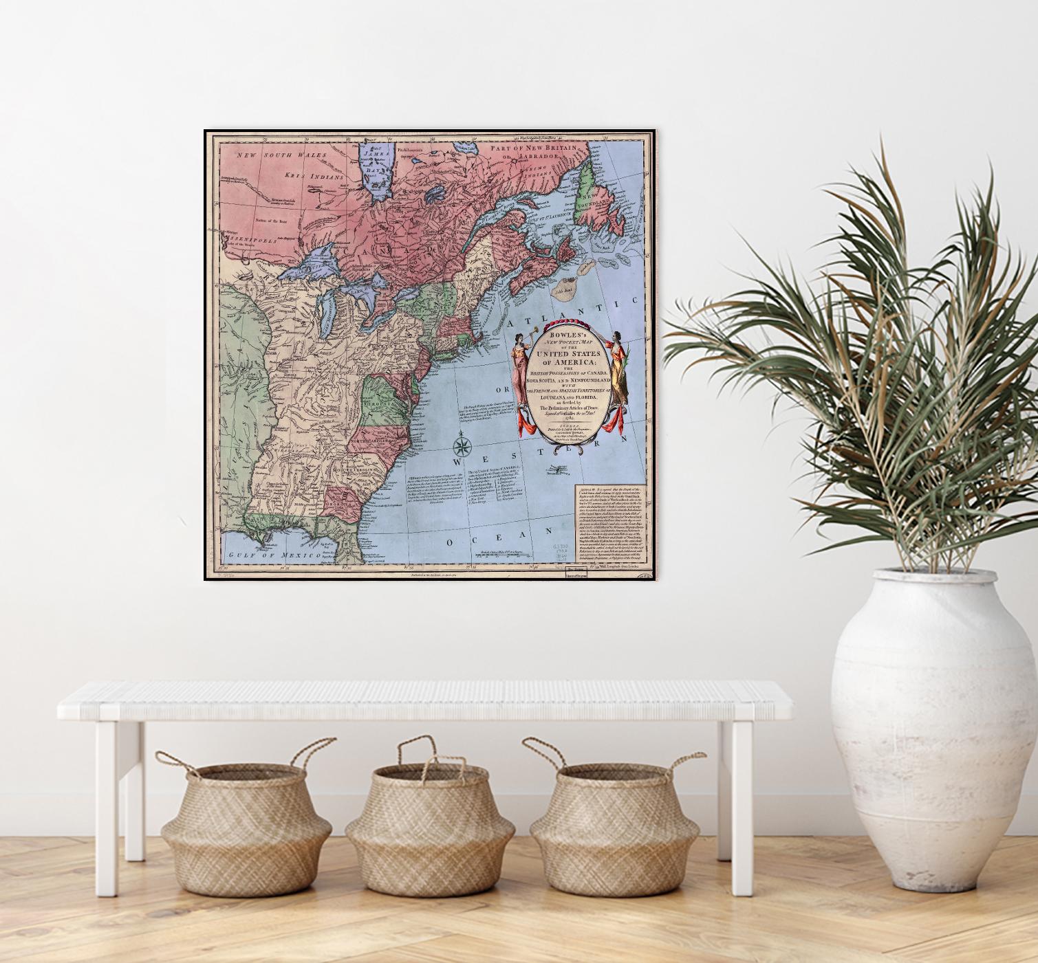 North american map  in 1784 by Archive on GIANT ART - pink maps
