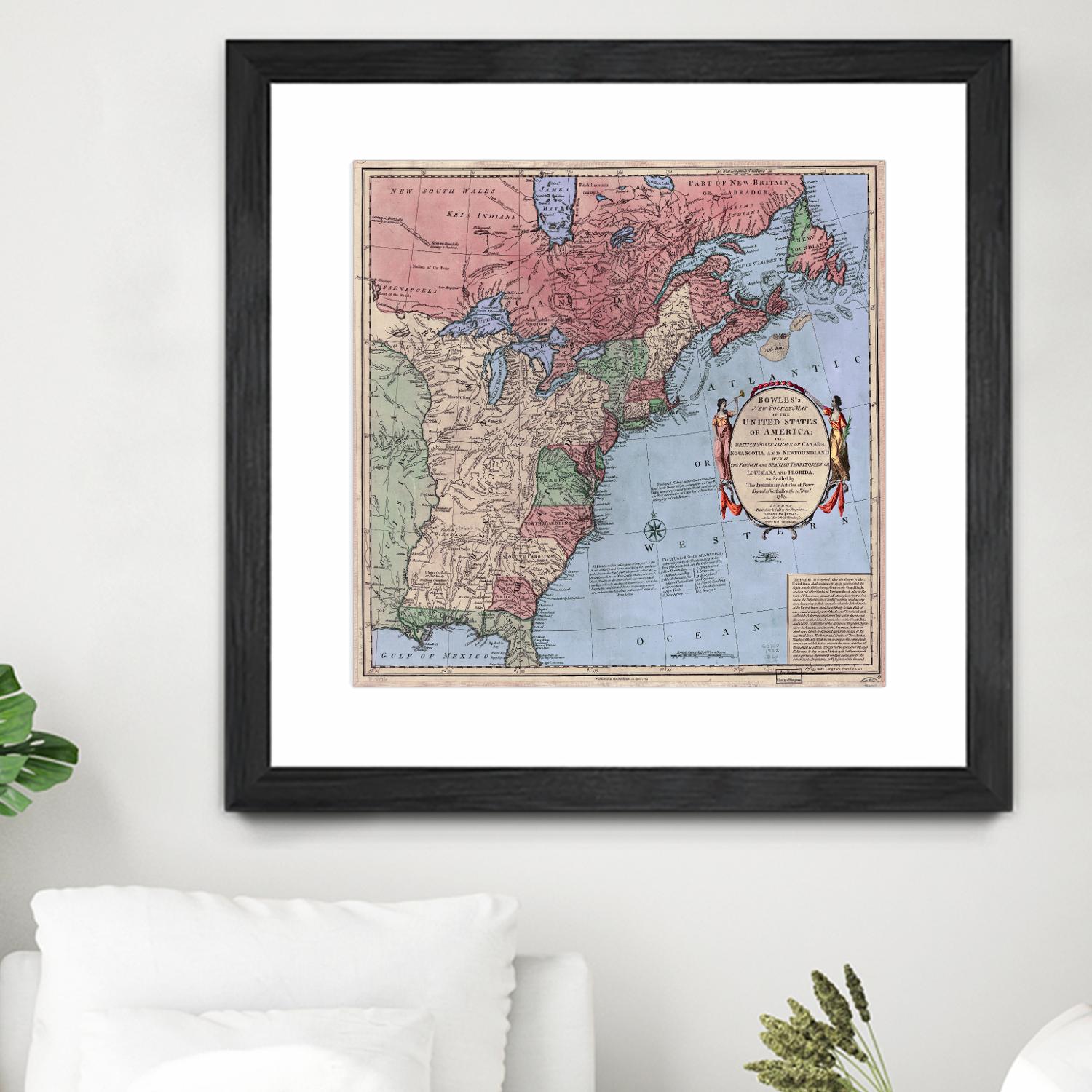 North american map  in 1784 by Archive on GIANT ART - pink maps