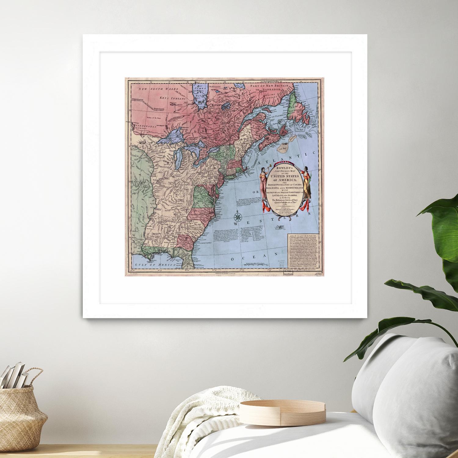 North american map  in 1784 by Archive on GIANT ART - pink maps