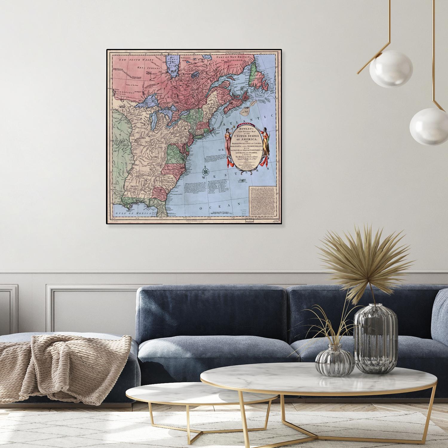 North american map  in 1784 by Archive on GIANT ART - pink maps